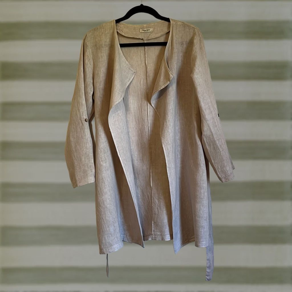 Vintage VINTAGE Women's Alessia Pacini Linen Wrap Cardigan Roll Up Sleeves Made in Italy Sz S Size S / US 4 / IT 40 - 1 Thumbnail