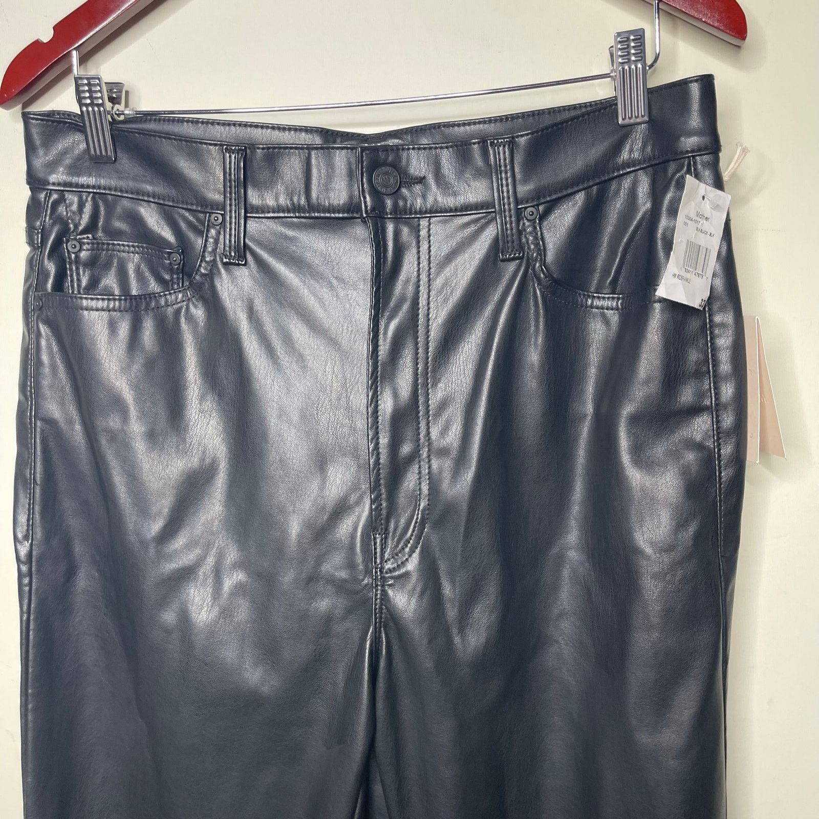 MOTHER NWT MOTHER Denim Rider High-Rise Faux-Leather Ankle Pants Size 33" - 5 Thumbnail
