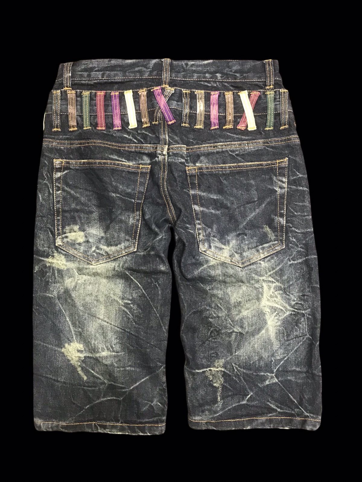 Japanese Brand 💥DOUBLE WAIST💥 NYLAUS SICK SHORT DISTRESSED DENIM F331 Size US 29 - 2 Thumbnail