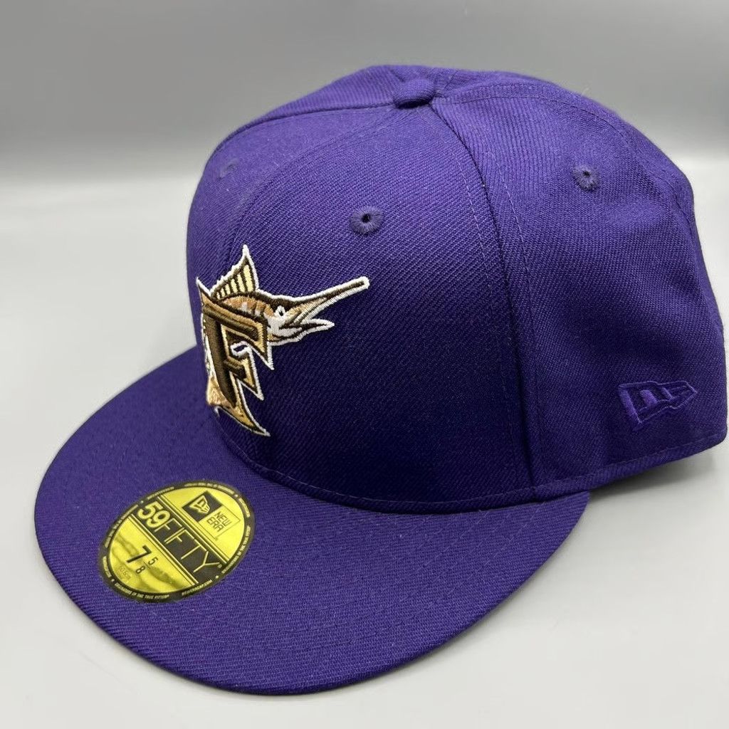 New Era Florida Marlins Hat Men 7 5/8 59Fifty New Era MLB Fitted Cap Size ONE SIZE - 2 Thumbnail