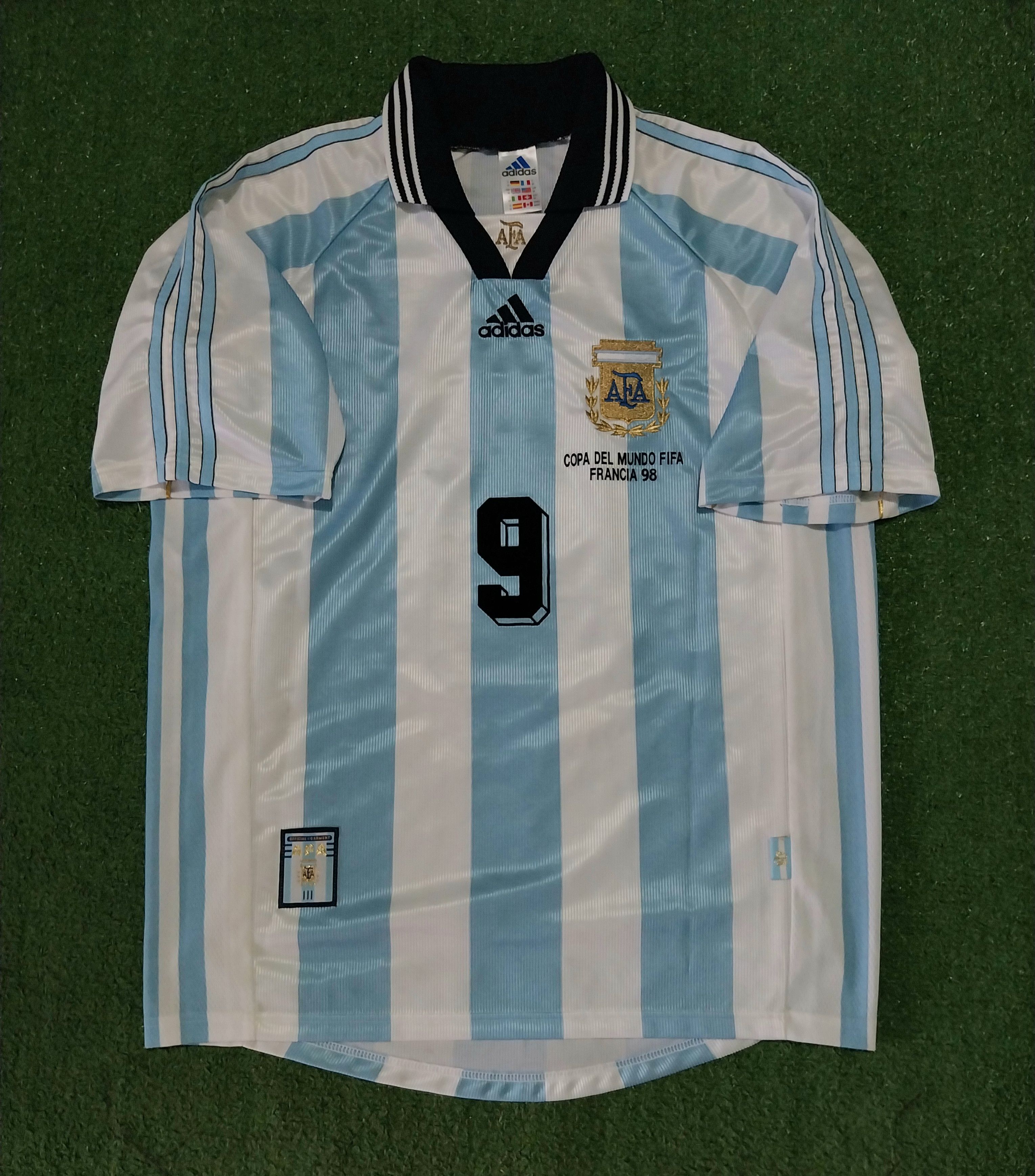 Argentina home 1998 gabriel batistuta jersey football