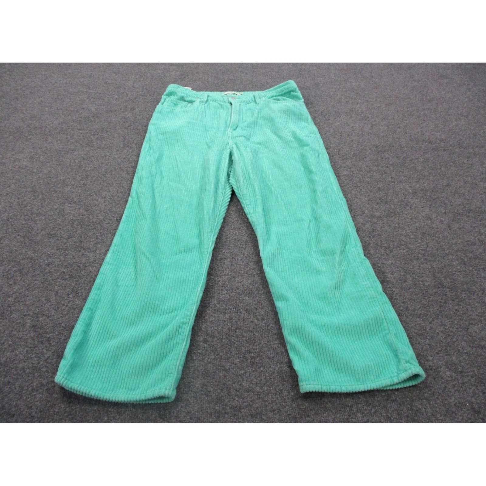 Levi's Levi's Green Corduroy Ribcage Straight Ankle Wide Leg Pants Women Size 31 Preppy Size 24" / US 00 / IT 34 - 2 Thumbnail