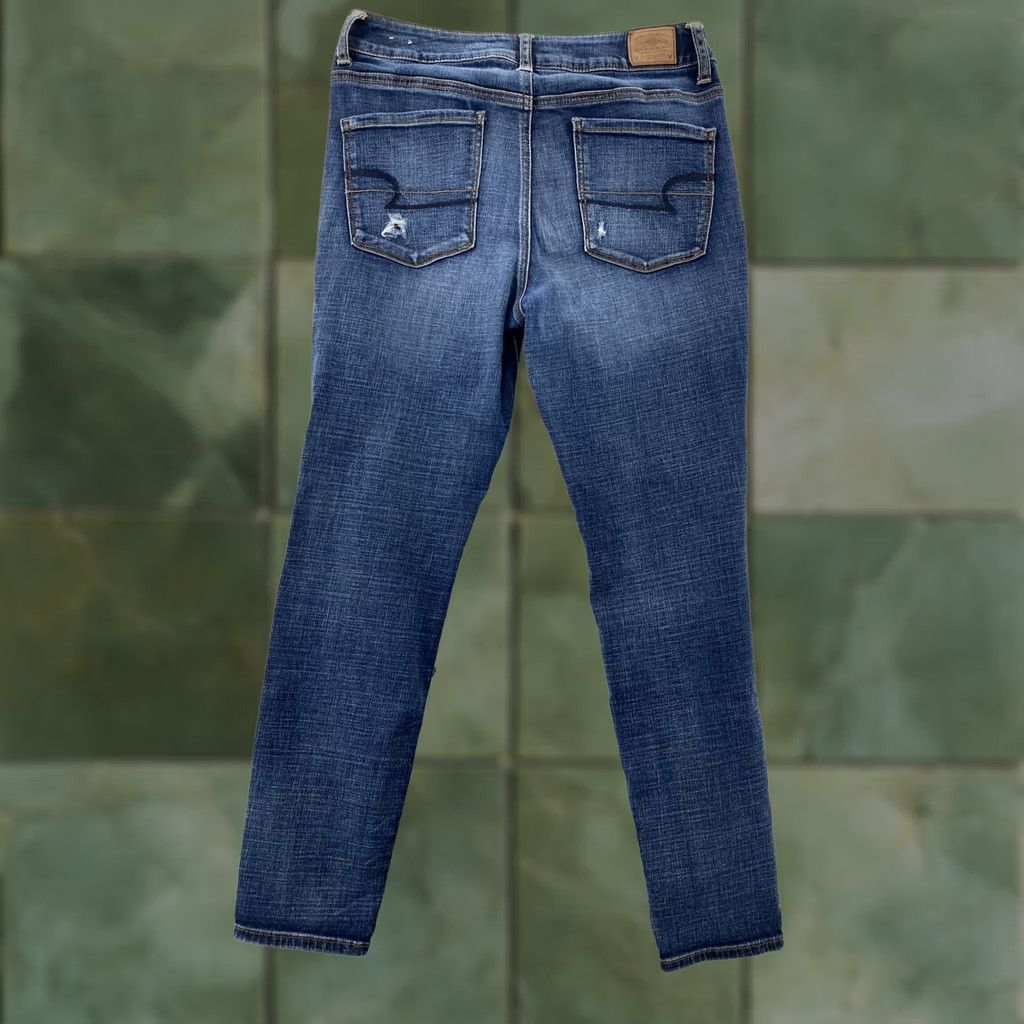 American Eagle Outfitters American Eagle Outfitters Jegging Women's 10 High Rise Jeans Black Distressed Stretch Slim Shape Denim Jeans 10 Womens Jegging Size 32" / US 10 / IT 46 - 1 Thumbnail