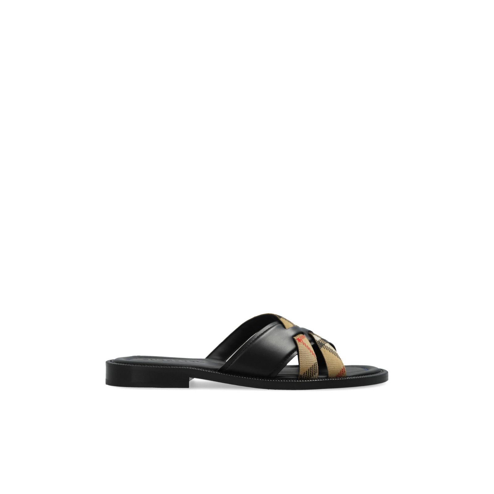 Burberry Burberry Black Check Leather Slides New And Authentic (Men's Size US 9 / EU 42 - 5 Thumbnail