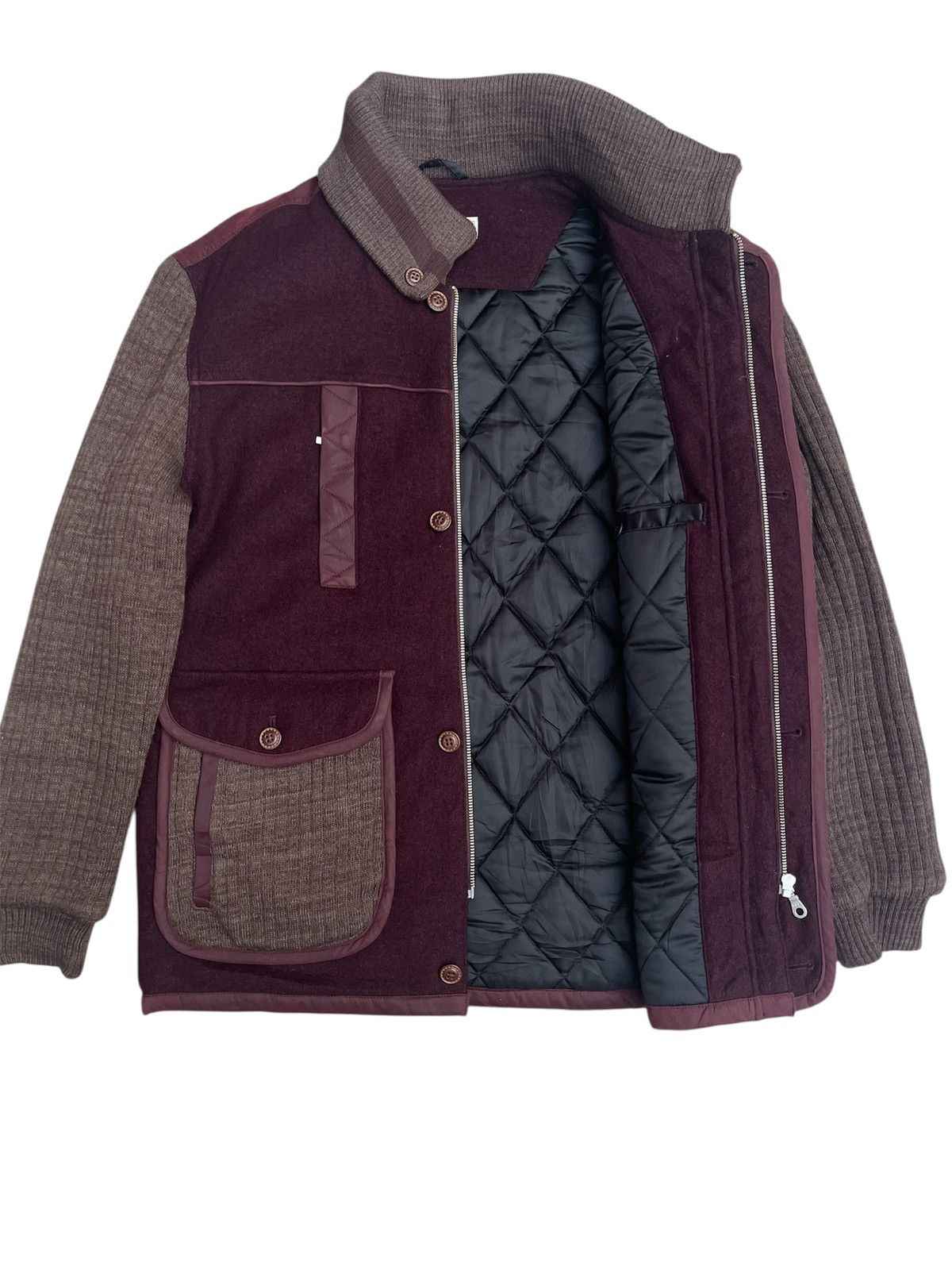 Japanese Brand Monterey Carmel Heritage Jacket Wool Knit & Quilted Panel Size US L / EU 52-54 / 3 - 3 Thumbnail