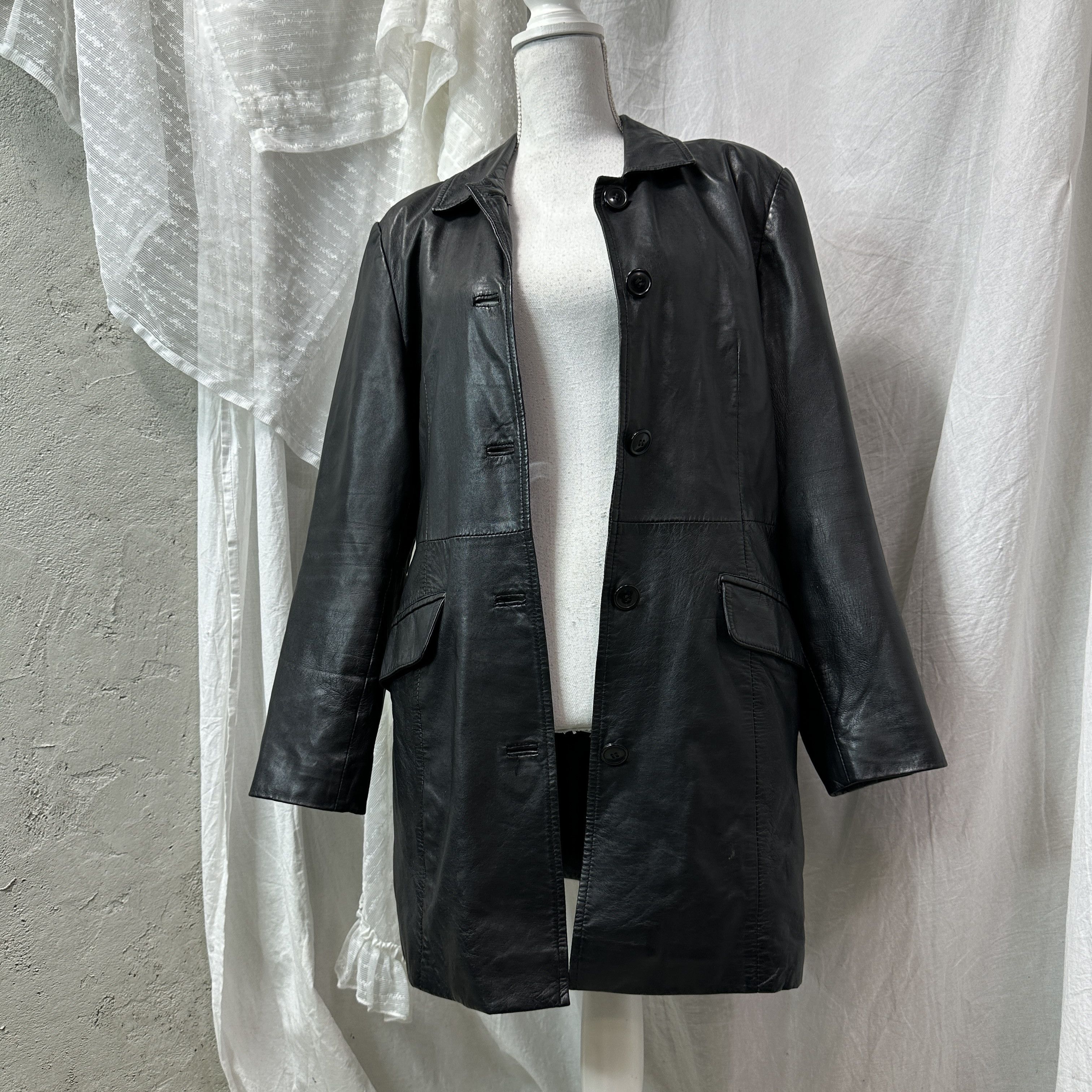 Vintage Vintage Leather Grunge Biker Buttoned Matrix Coat 90s Size M / US 6-8 / IT 42-44 - 2 Thumbnail