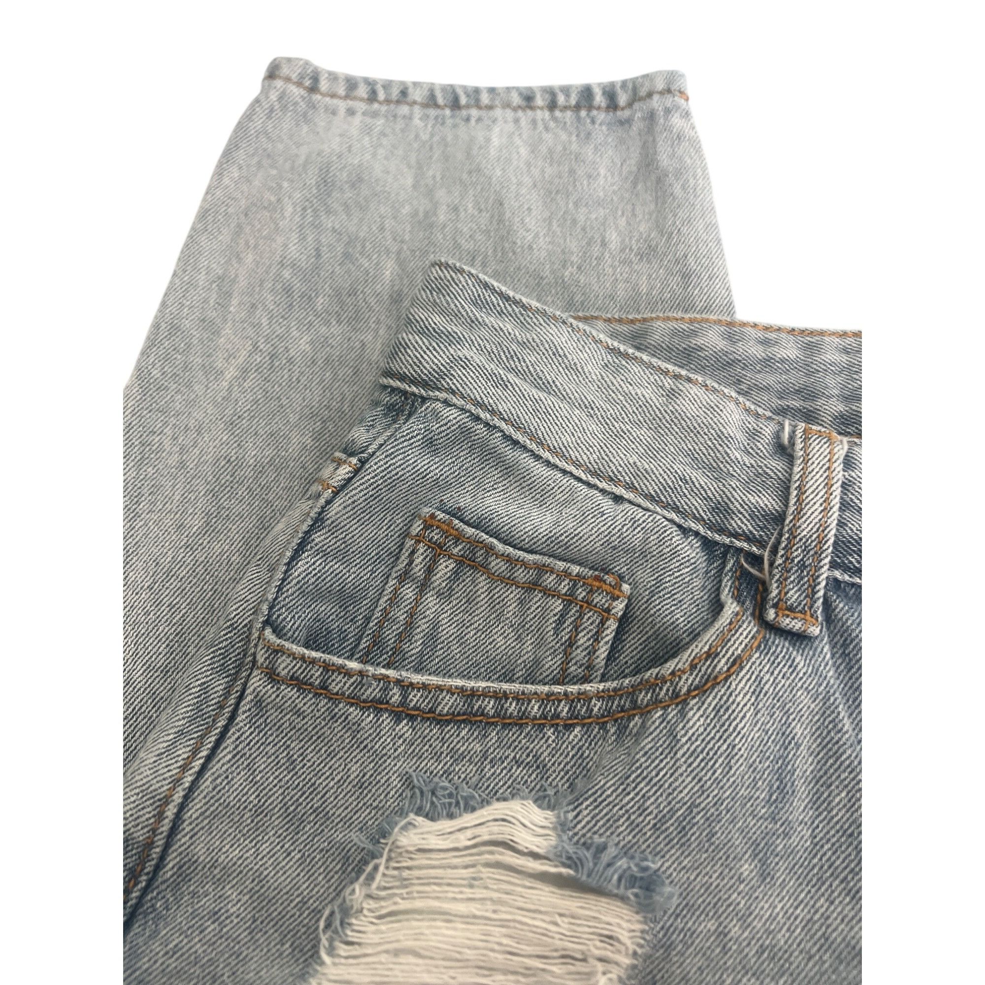 Shein Shein Light Wash Distressed High-Waisted Jeans Destroyed Hol Size 28" / US 6 / IT 42 - 3 Thumbnail