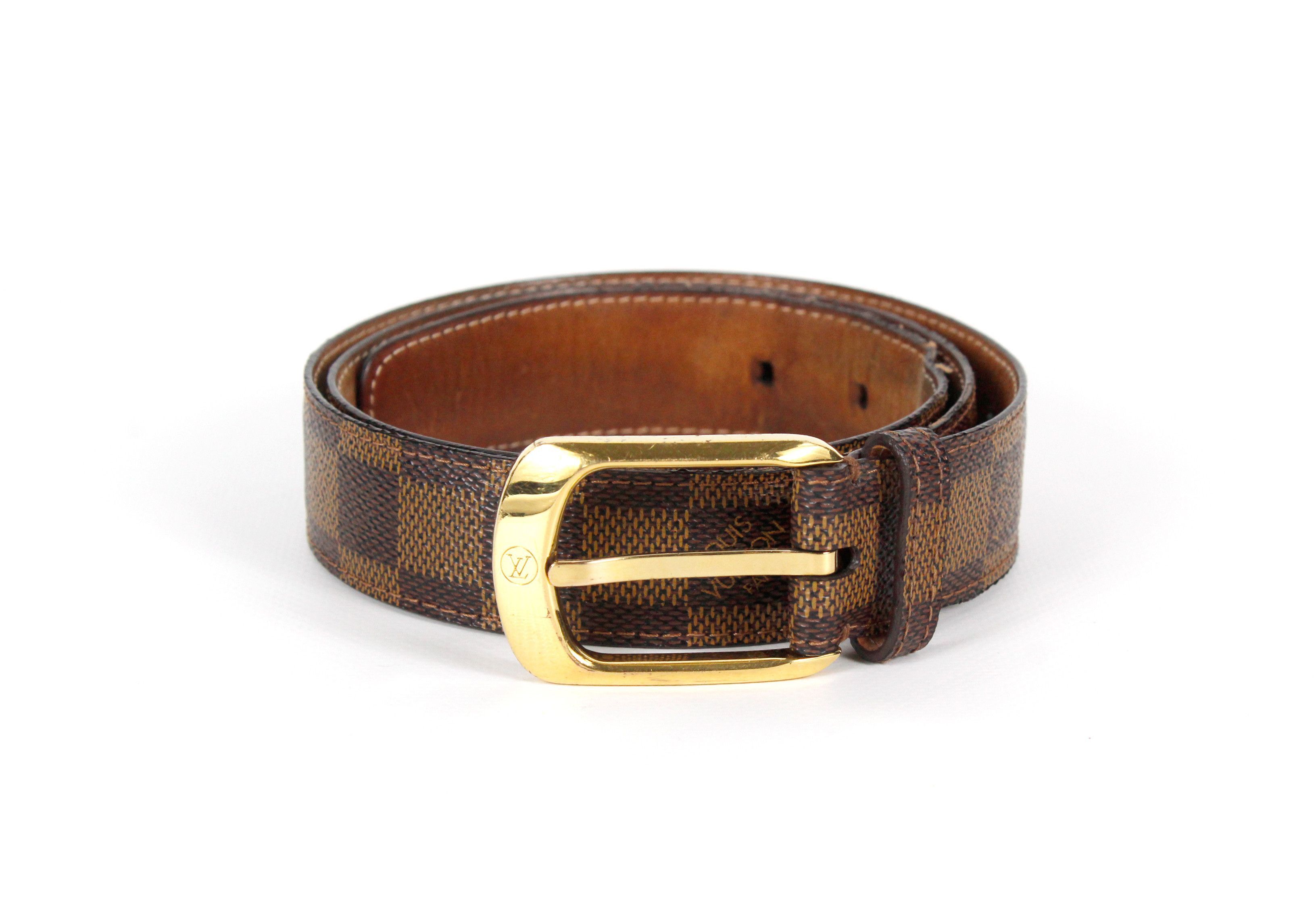 Louis Vuitton Damier Ebene Logo Monogram Leather Belt