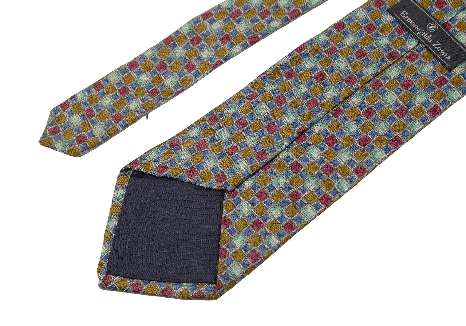 Dries Van Noten Colorful Block Check Silk Tie Multi Size ONE SIZE - 8 Thumbnail