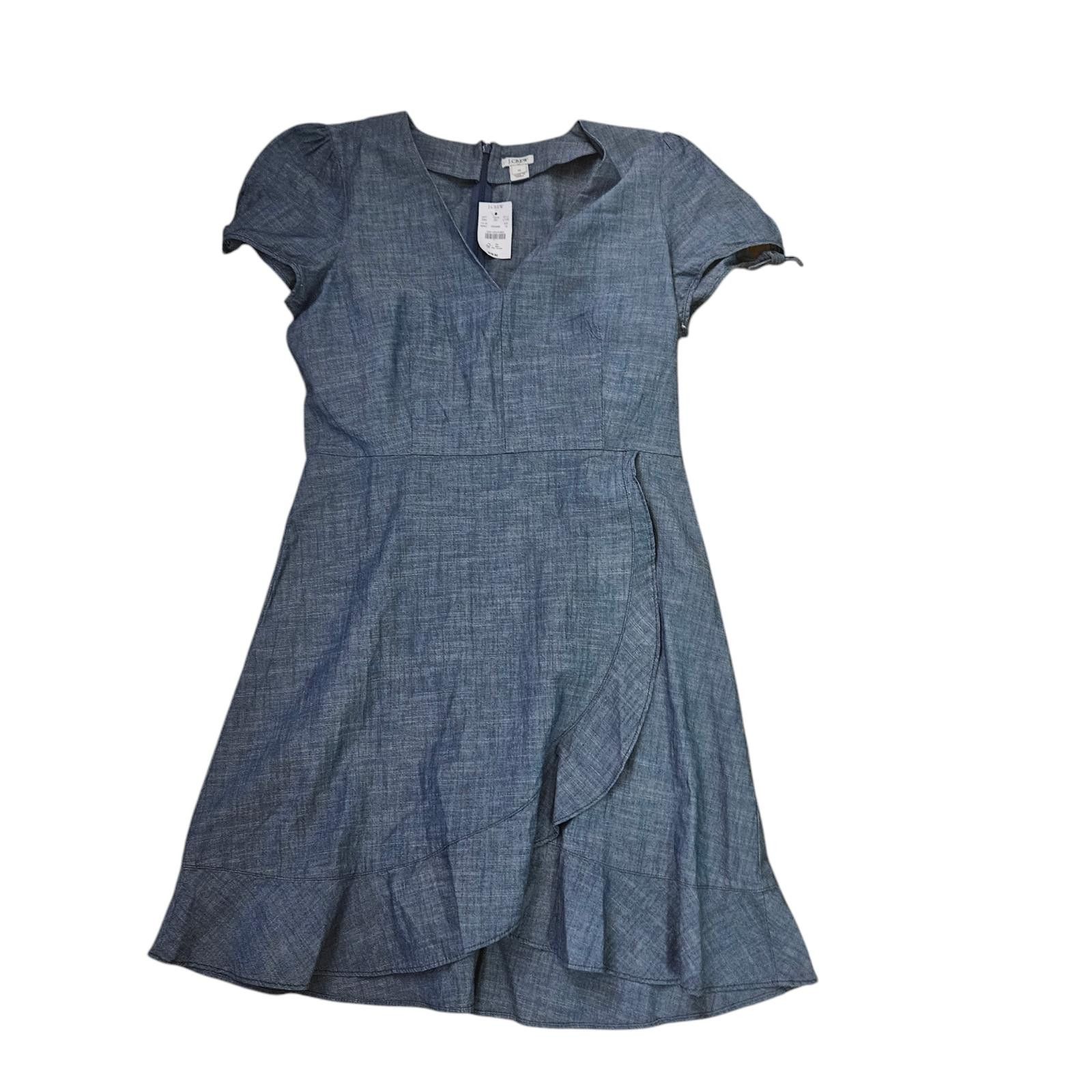 Designer J.Crew Chambray Ruffle Wrap Dress - Size 12 Size XL / US 12-14 / IT 48-50 - 1 Thumbnail