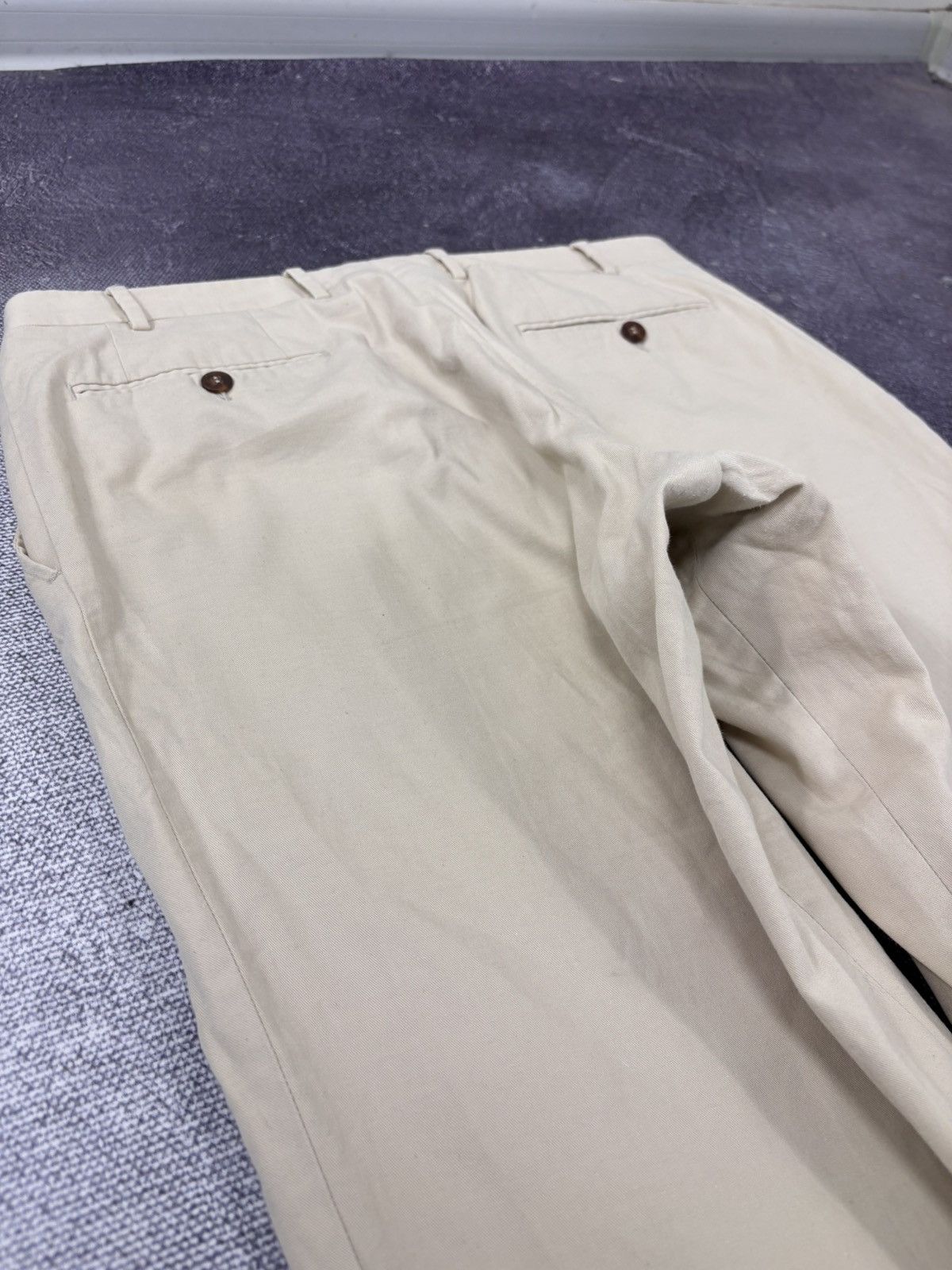 Canali Canali Men’s Ivory Cream Cotton Linen Stretch Chino Pants Size US 34 / EU 50 - 20 Thumbnail