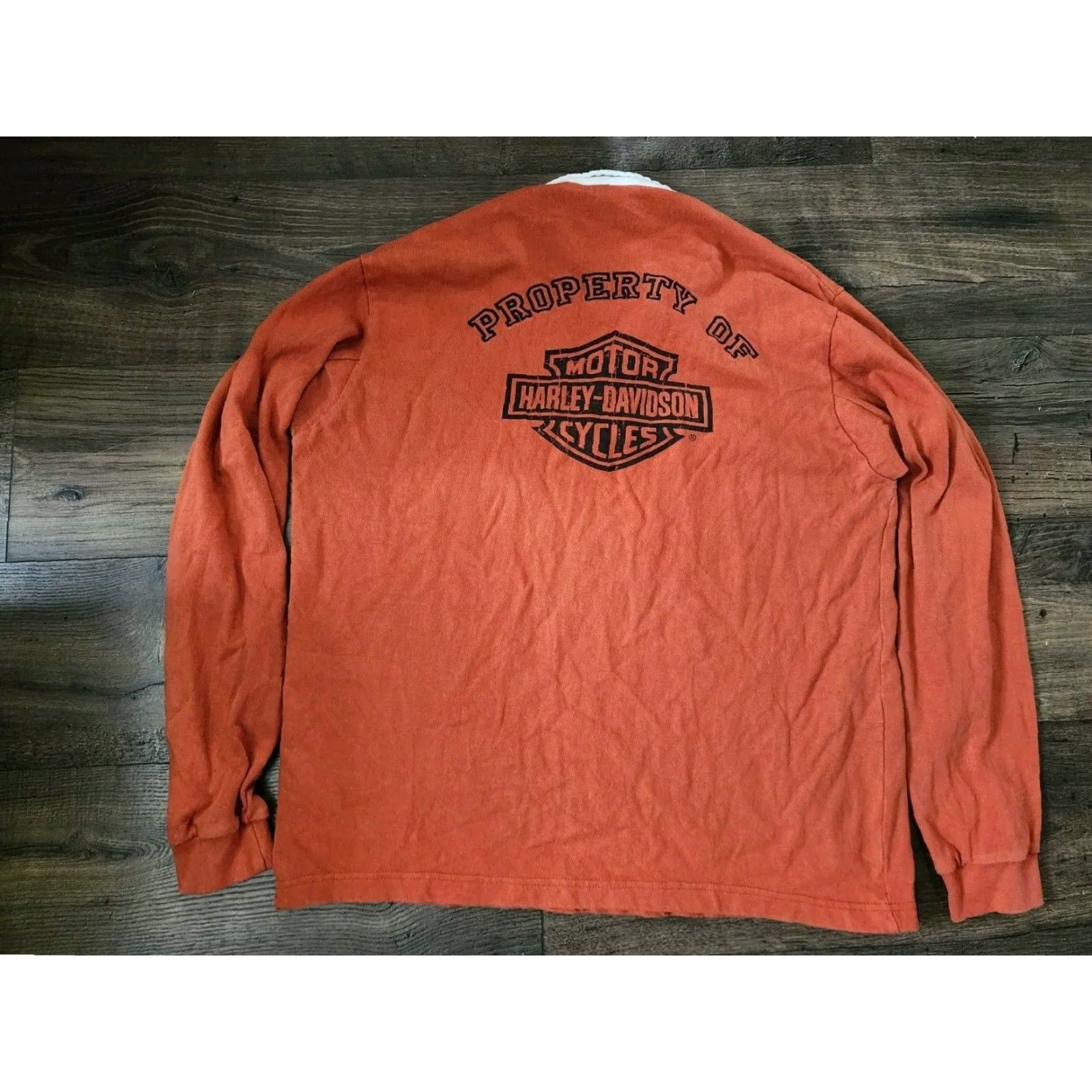 Harley Davidson VINTAGE Harley-Davidson Mens Orange Polo Shirt Long Sleeve M Size US M / EU 48-50 / 2 - 4 Thumbnail