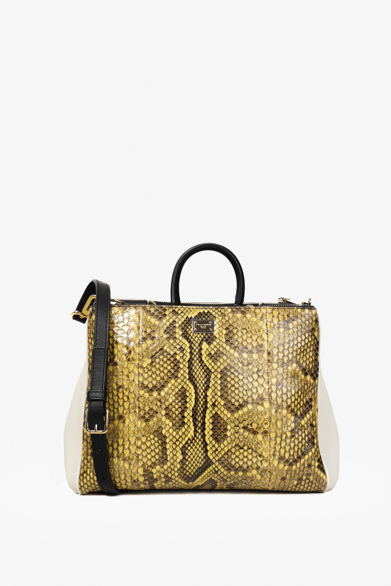 Dolce & Gabbana Dolce & Gabbana Yellow Python Cream Leather Miss Sicily Tote Size ONE SIZE - 1 Thumbnail