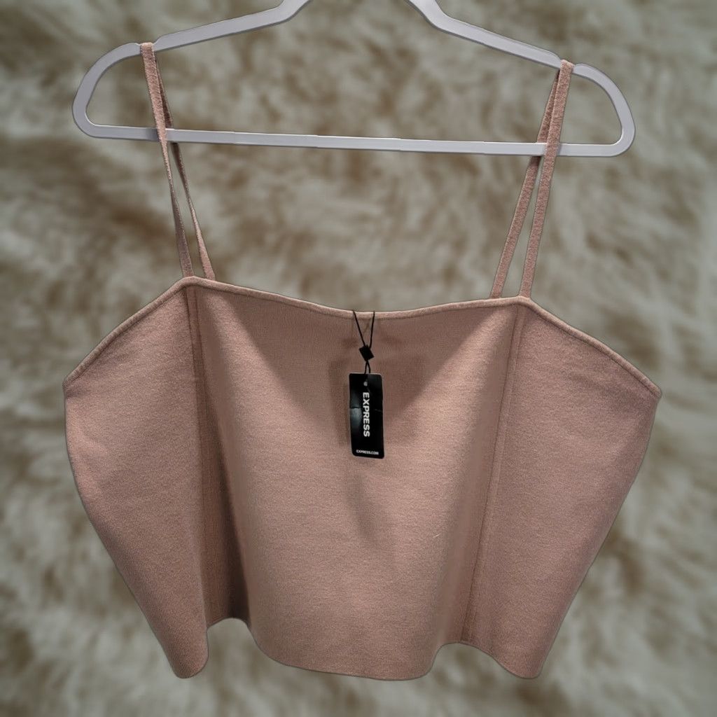 Express Express Tank Top Womens Crop XL Dusty Pink Rayon Polyester Blend Knit New Size XL / US 12-14 / IT 48-50 - 1 Thumbnail