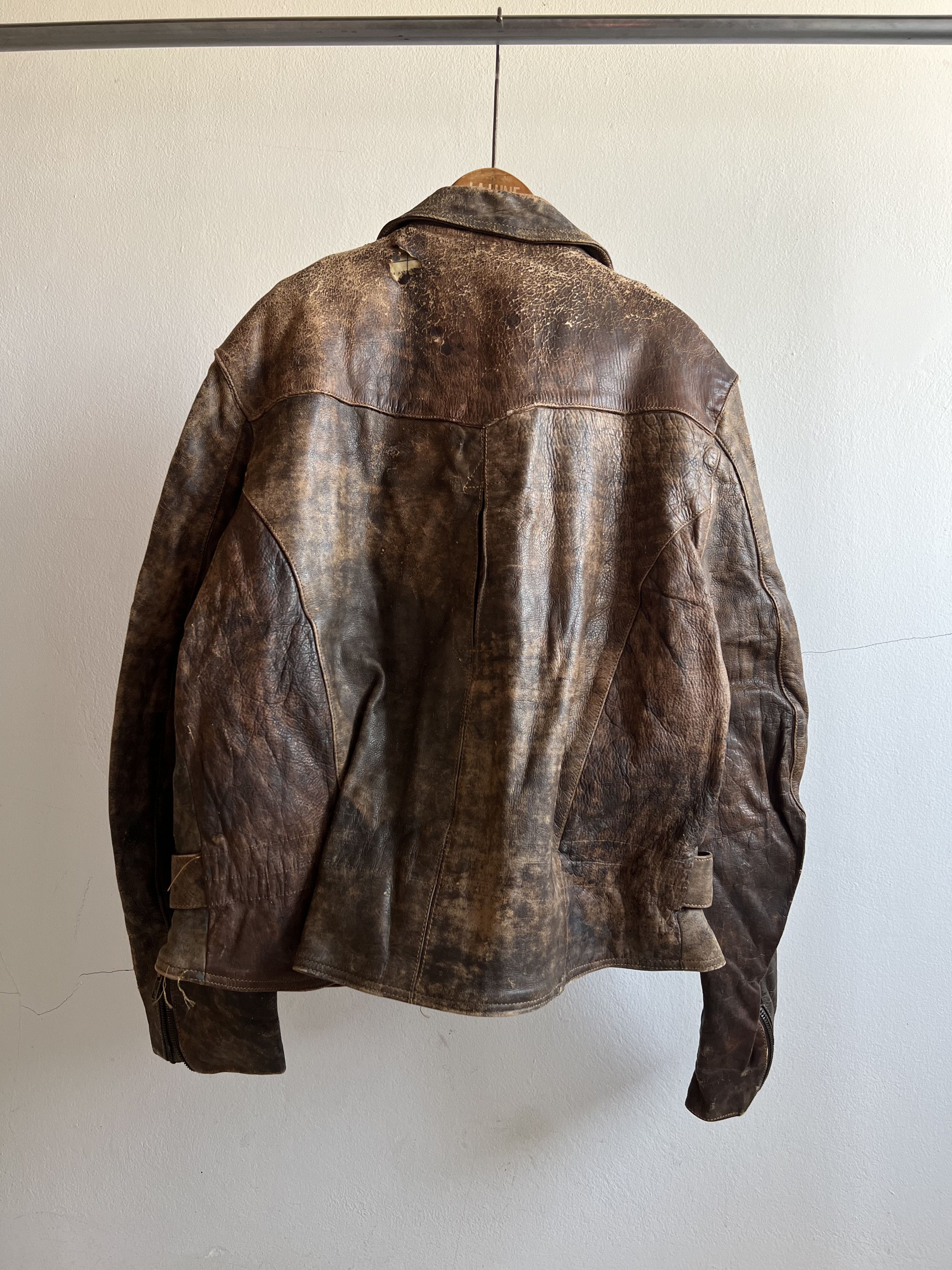Indian Motorcycle × Vintage THRASHED 80s ECHT LEDER MOTORCYCLE LEATHER JACKET Size US M / EU 48-50 / 2 - 11 Thumbnail