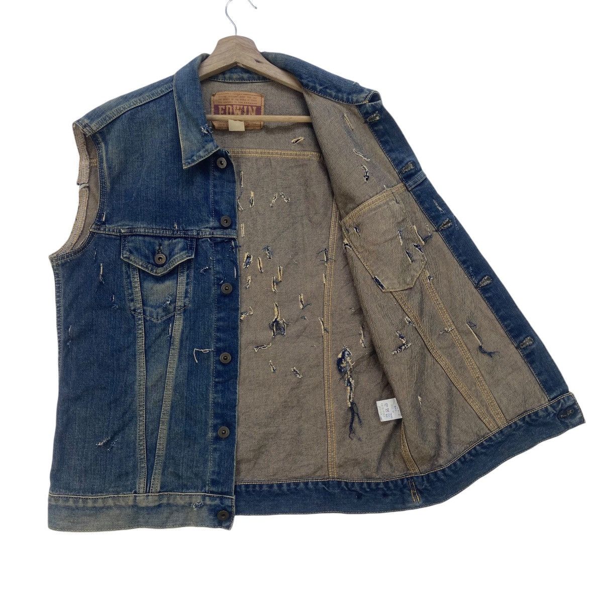 Edwin Vintage Edwin Trucker Sleeveless Distressed Denim Jacket Size US M / EU 48-50 / 2 - 3 Thumbnail