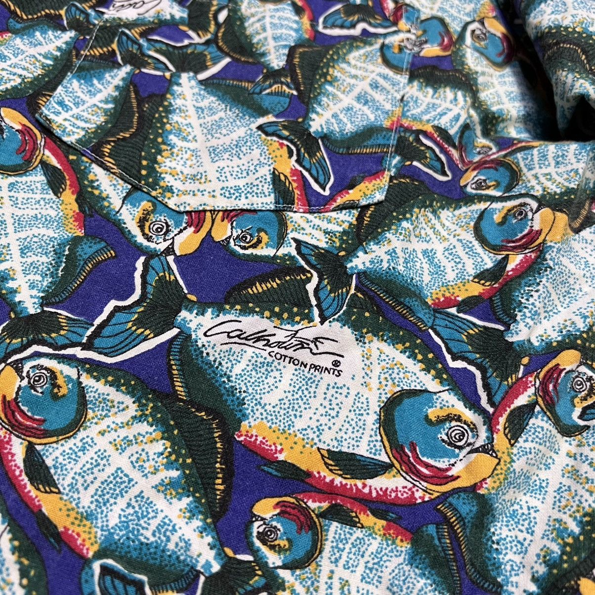 Vintage Vintage Calhouns Hawaiian Shirt Button Up Fish Print AOP 90s Size US XL / EU 56 / 4 - 4 Thumbnail