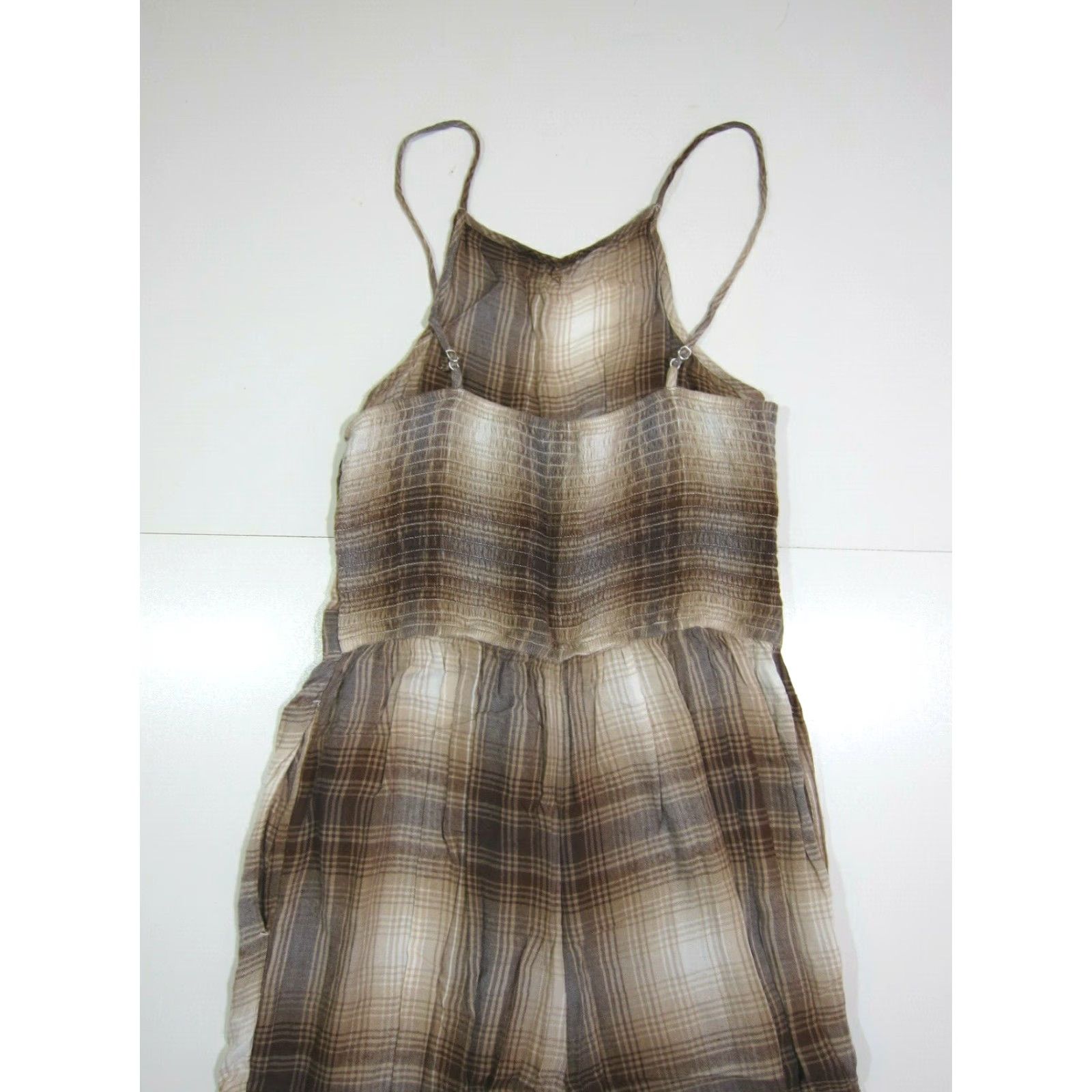 American Eagle Outfitters American Eagle Outfitters Jumpsuit Women S Plaid Brown 100% Rayon Spaghetti Strap Wide Leg Pockets Size 28" / US 6 / IT 42 - 7 Thumbnail