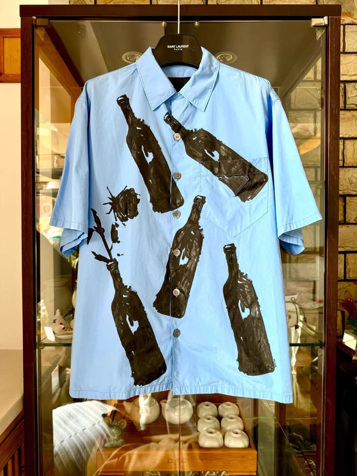 Raf Simons Prada by Raf Simons 22SS Runway Bottle Print S/S Shirt Size US L / EU 52-54 / 3 - 1 Thumbnail