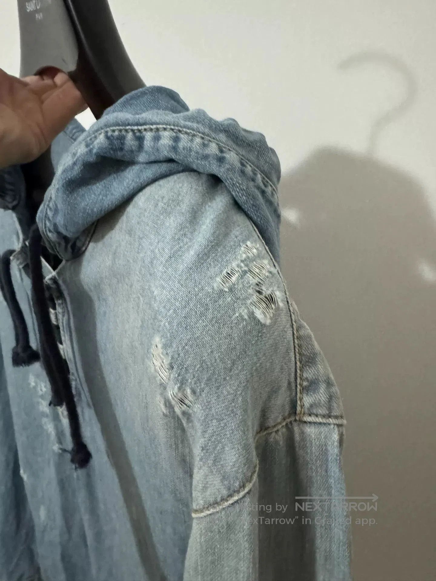 Saint Laurent Paris Saint Laurent Distressed Denim Hoodie. Size XS / US 0-2 / IT 36-38 - 3 Thumbnail