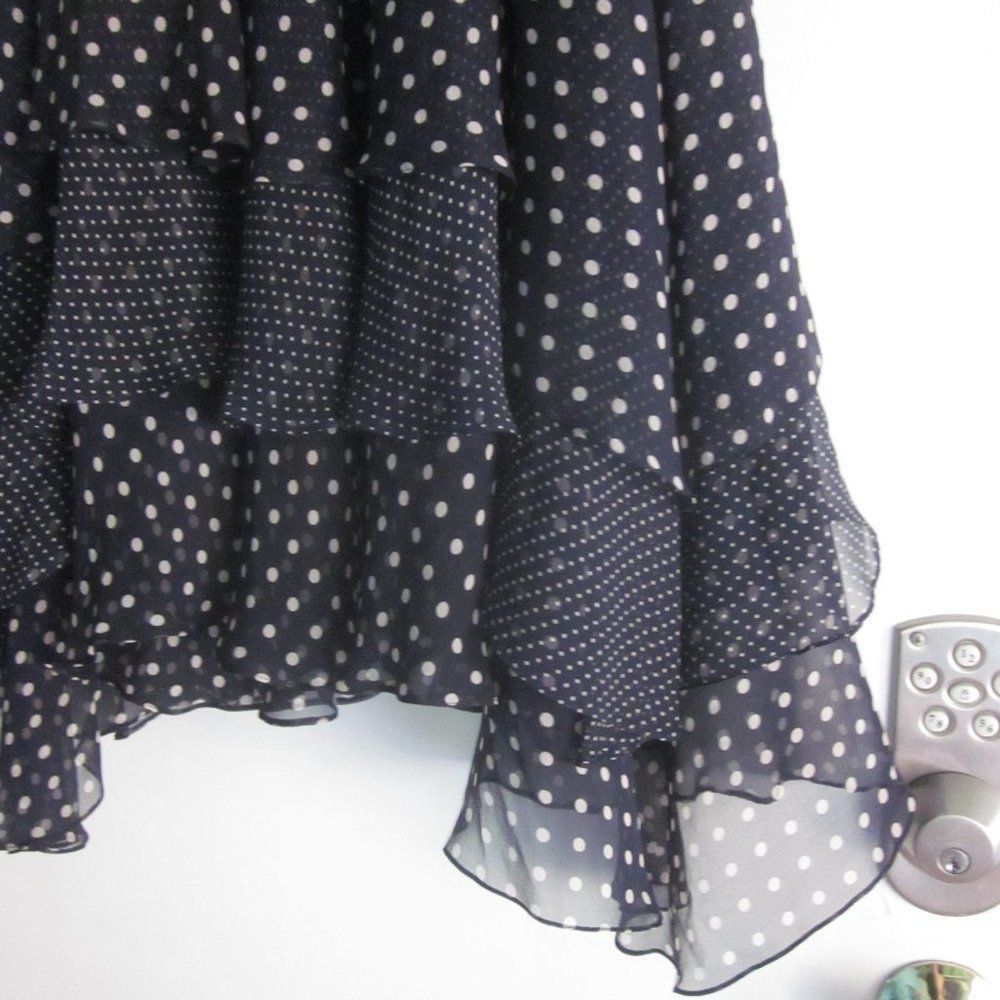 Good Worth & Co. Worth Y2K Blue Silk Tiered Polka Dot A-Line Skirt Size 2 Size 26" / US 2 / IT 38 - 3 Thumbnail