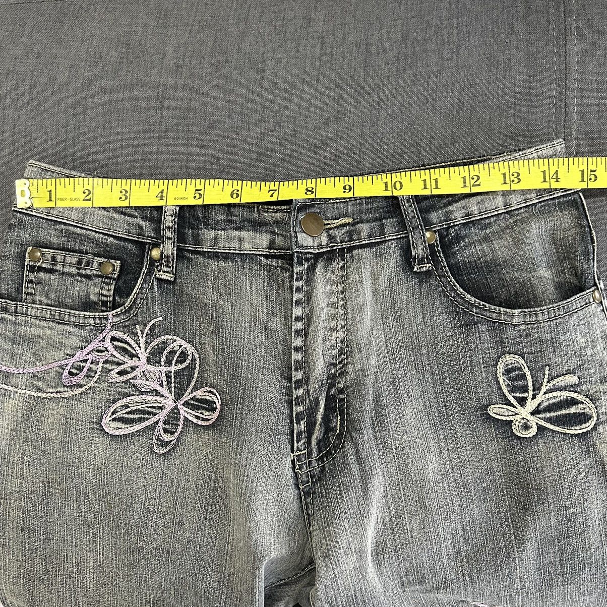 If Six Was Nine Embroidery Art Flower Flared Jeans Size US 29 - 16 Thumbnail