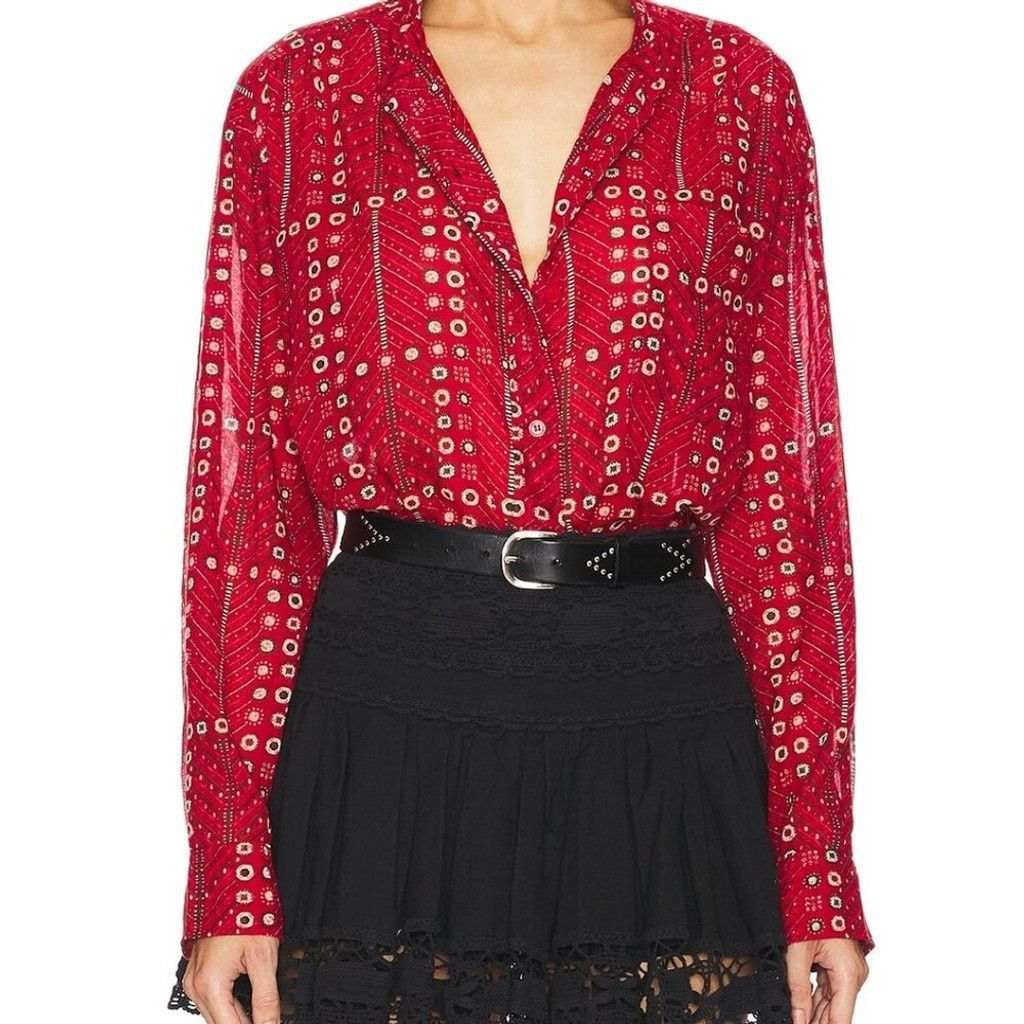 Isabel Marant Etoile NWT Isabel Marant Etoile Mexika Top in Red Button Down 36 Size S / US 4 / IT 40 - 4 Thumbnail