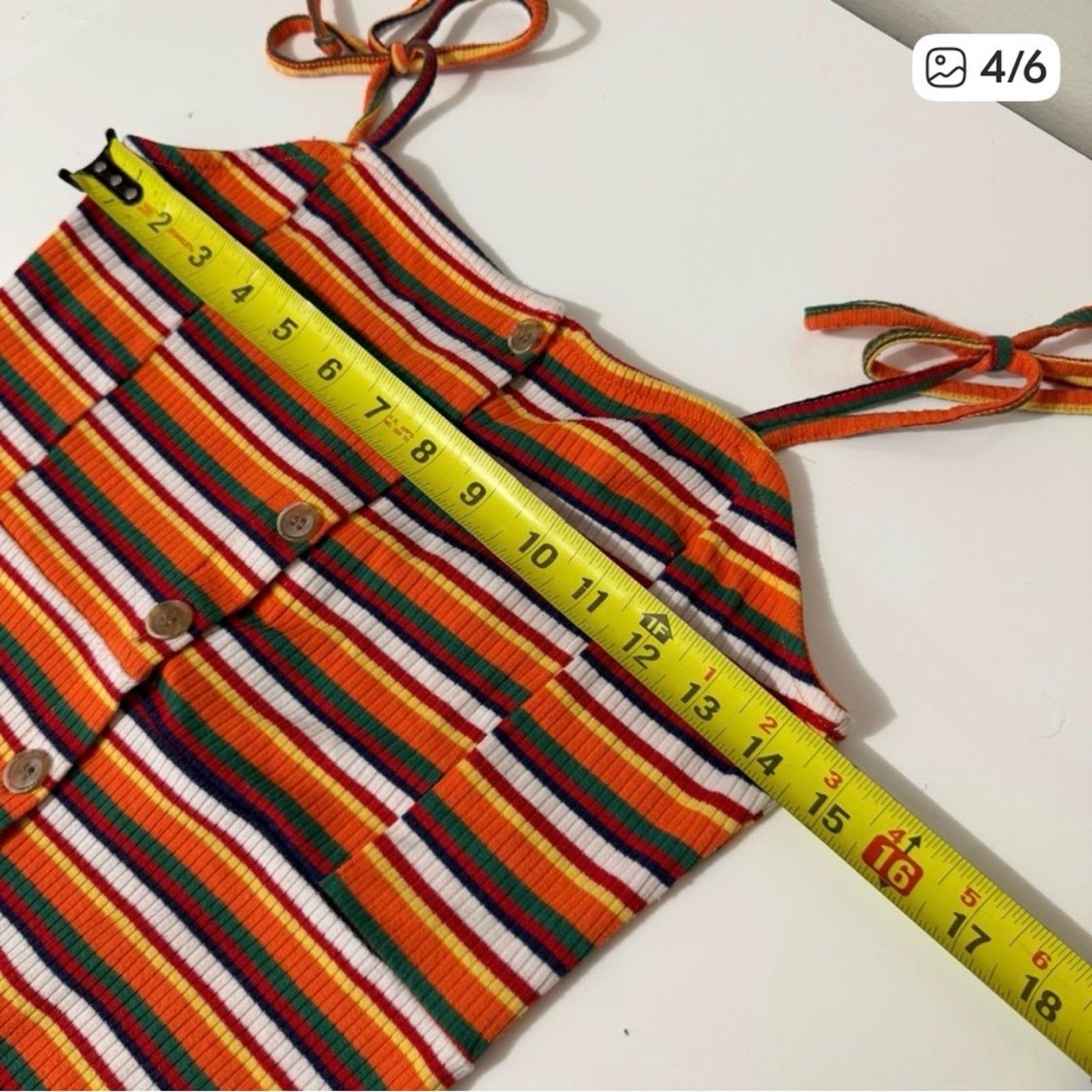 Topshop Topshop Ribbed Orange Black Sheath Mini Dress Size XS / US 0-2 / IT 36-38 - 4 Thumbnail