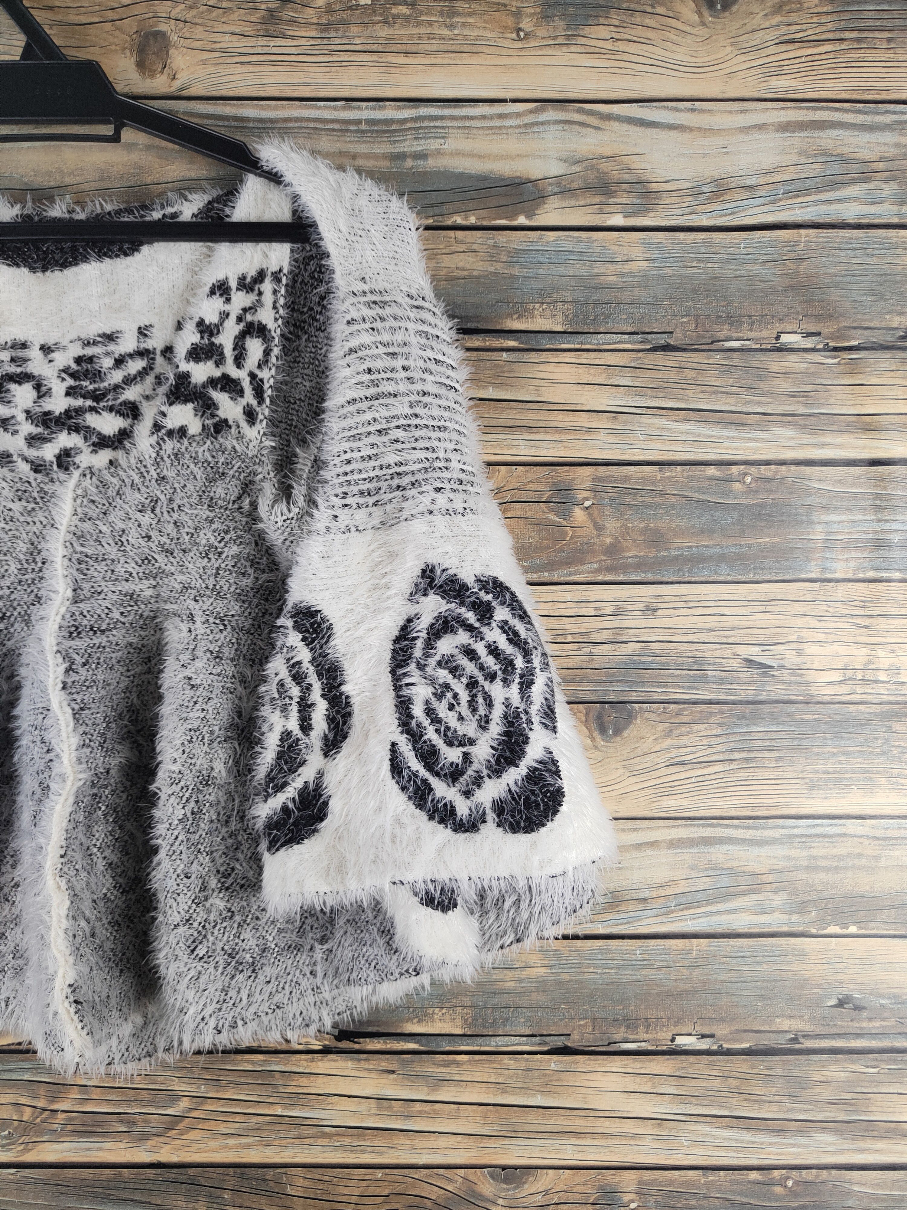 Japanese Brand DL Todo Black White Fur Mohair Knitwear #46-985 Size S / US 4 / IT 40 - 5 Thumbnail