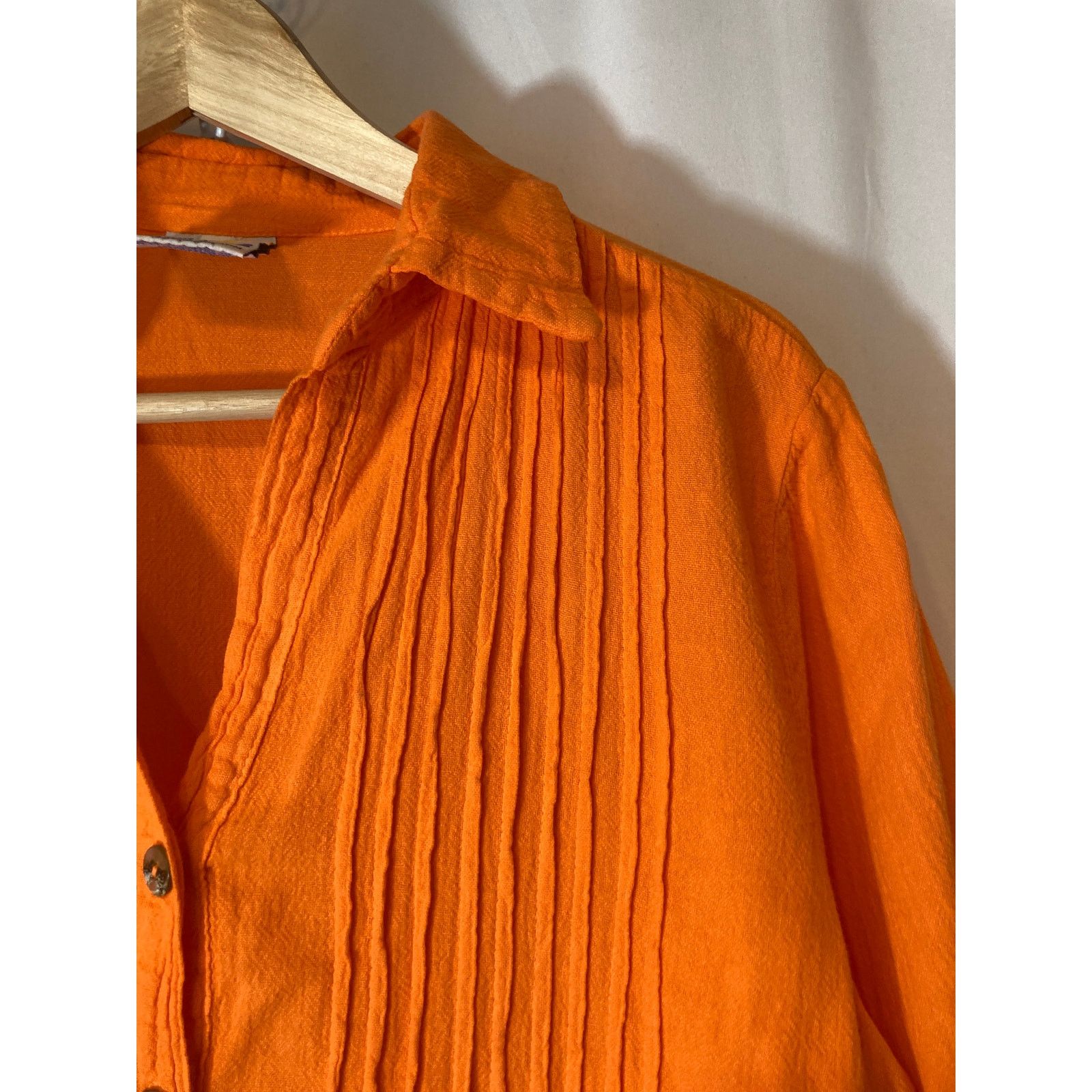 Other Dunes Orange Shell Buttons Textured Button Up Blouse Top Size L / US 10 / IT 46 - 8 Thumbnail