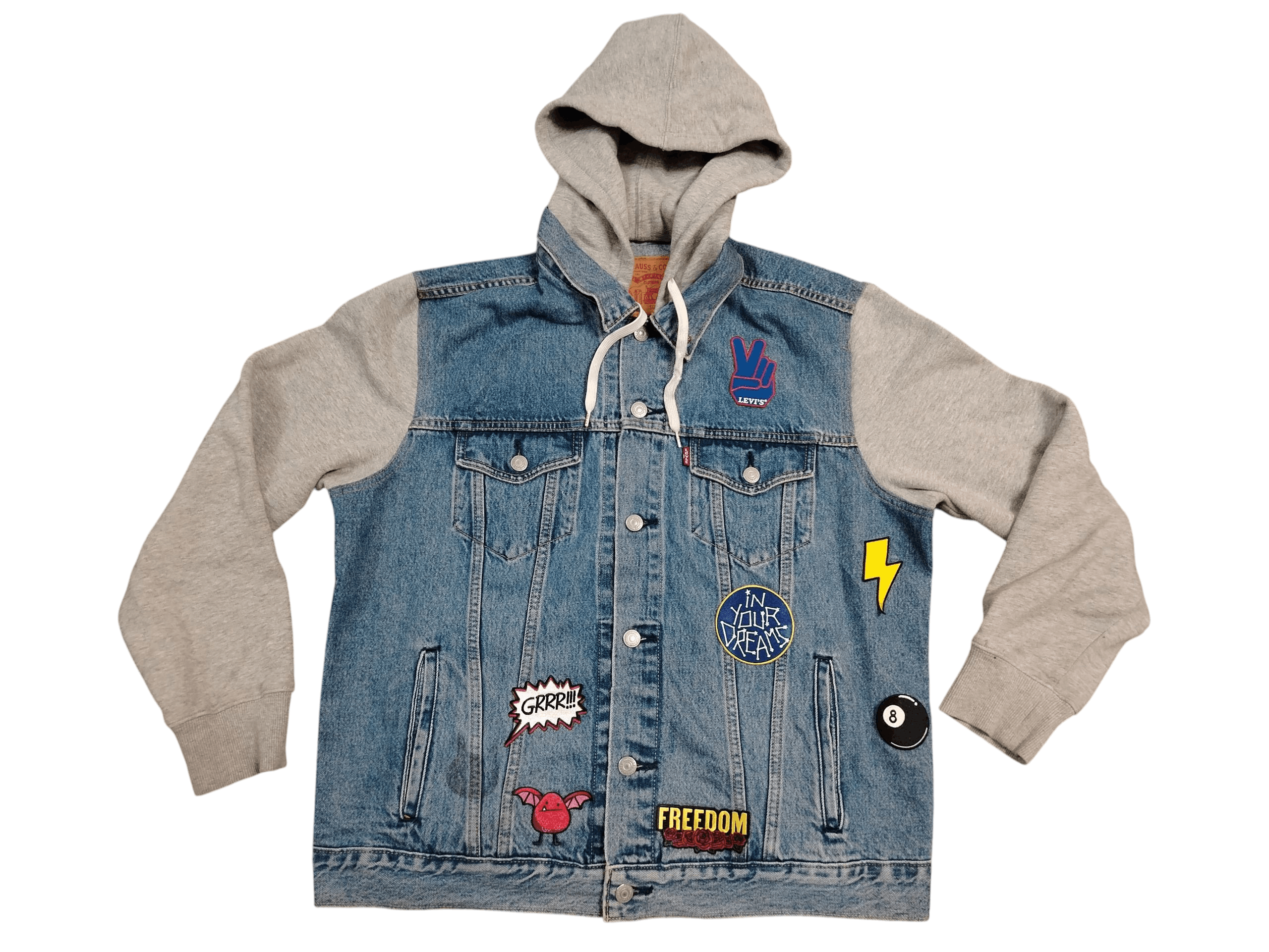 Levi's Levis denim hooded jacket with patches Size US L / EU 52-54 / 3 - 1 Thumbnail