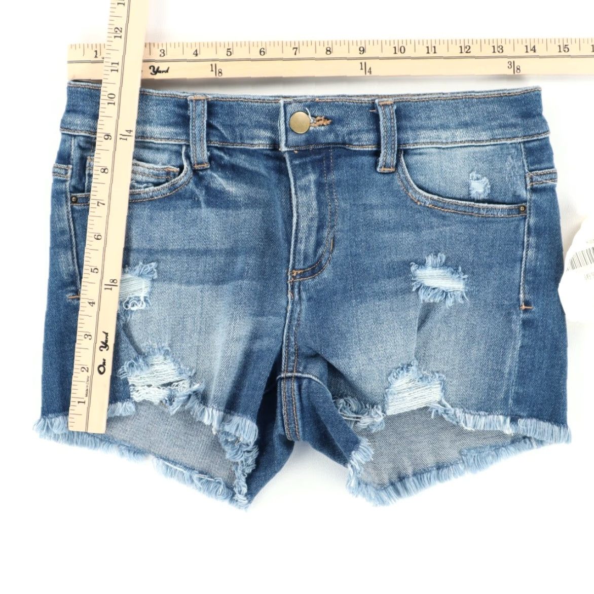 Vintage Altar'd State Stretch Medium Wash Distressed Cotton Denim Chino Shorts Blue Women's 5 Size 27" / US 4 / IT 40 - 3 Thumbnail