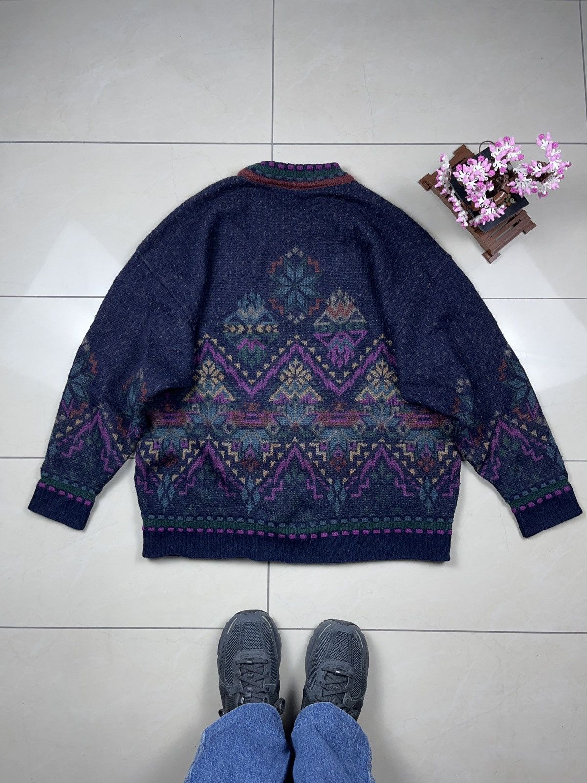 Bogner × Vintage ➕ vintage 80s Bogner mohair sweater crazy pattern old money Size US L / EU 52-54 / 3 - 2 Thumbnail