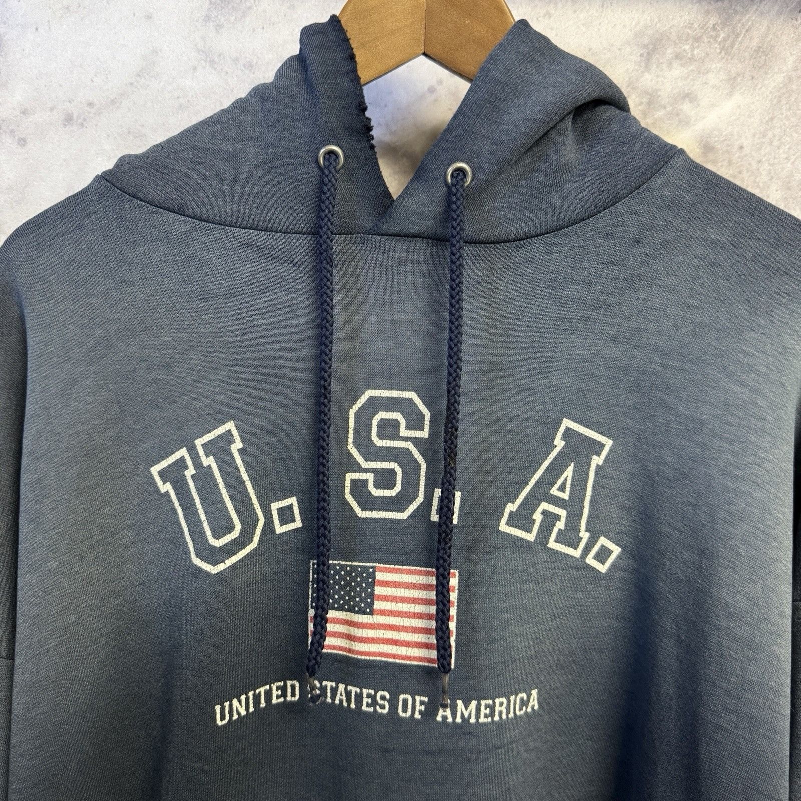 Vintage Vintage USA Hoodie Sweatshirt Mens XL 25.5x26 Faded Blue Y2K Size US XL / EU 56 / 4 - 1 Thumbnail