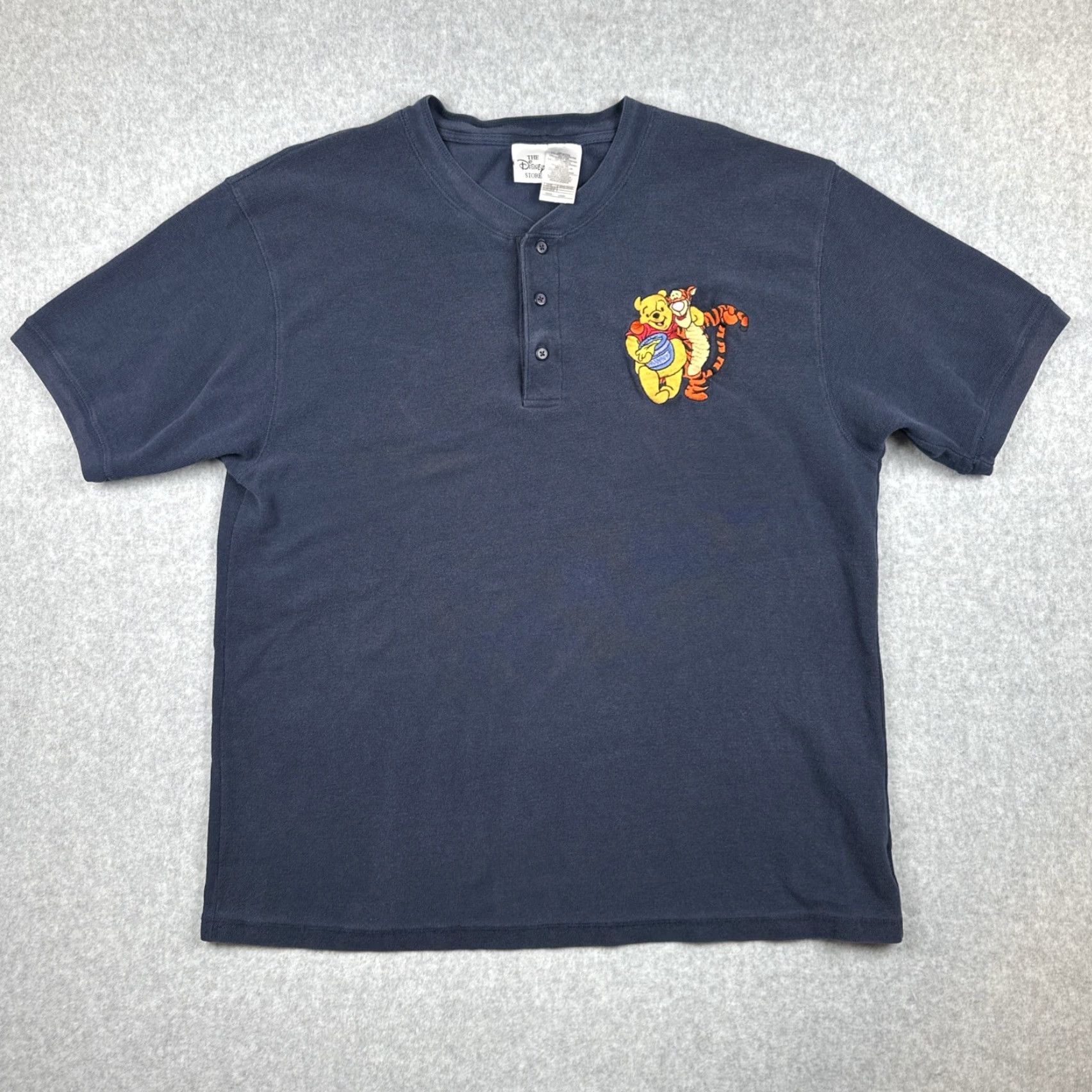 Disney VINTAGE Disney The Disney Store Men’s XL Blue Henley Shirt Embroidered Pooh & Tigger Size US XL / EU 56 / 4 - 2 Thumbnail