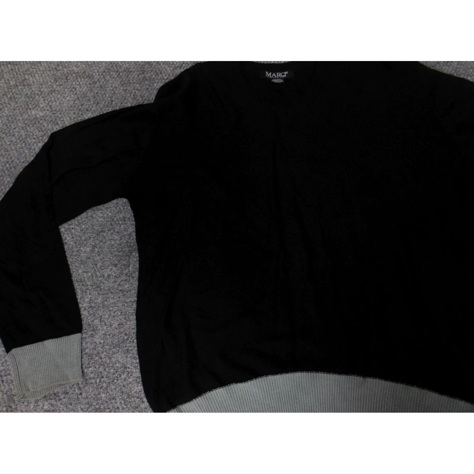 Vintage Marq75 Mens Sweater L black V-Neck Pullover Athletic Fit Elbow Patch Knit Shirt Size US L / EU 52-54 / 3 - 3 Thumbnail