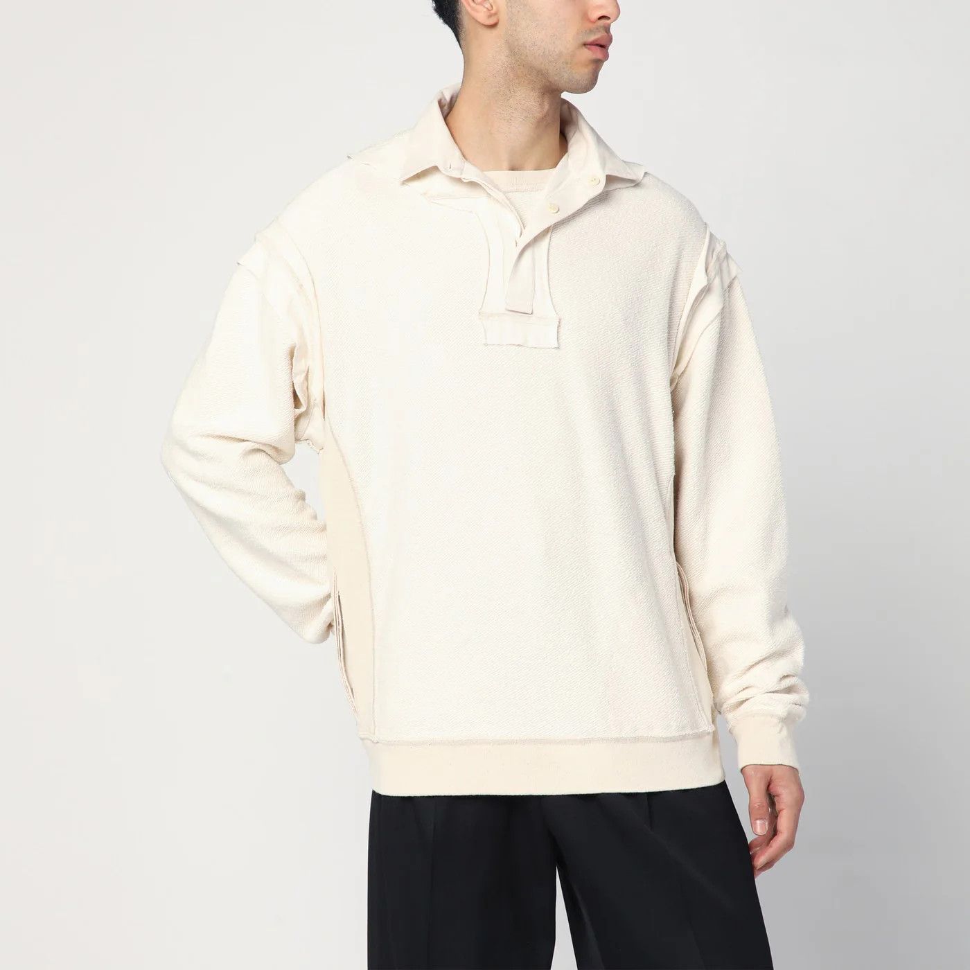 Maison Margiela o1d2blof0526 Distressed-effect Sweatshirt in Ecru Size US L / EU 52-54 / 3 - 1 Thumbnail