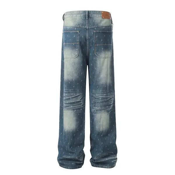 VIBE Men's trendy lightning distressed washed jeans Size US 32 / EU 48 - 3 Thumbnail