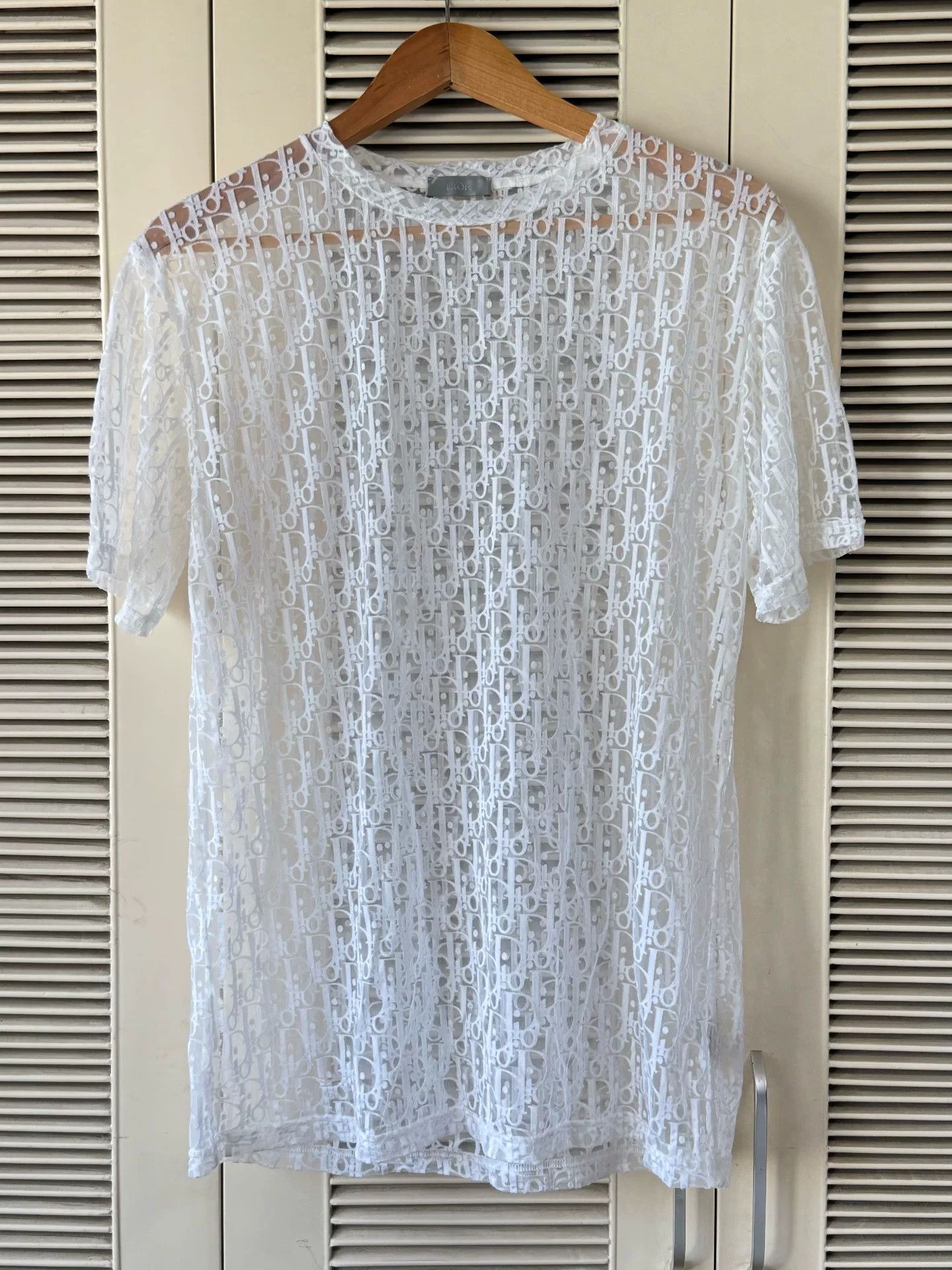 Dior dior white short sleeve sheer top Size US S / EU 44-46 / 1 - 1 Thumbnail