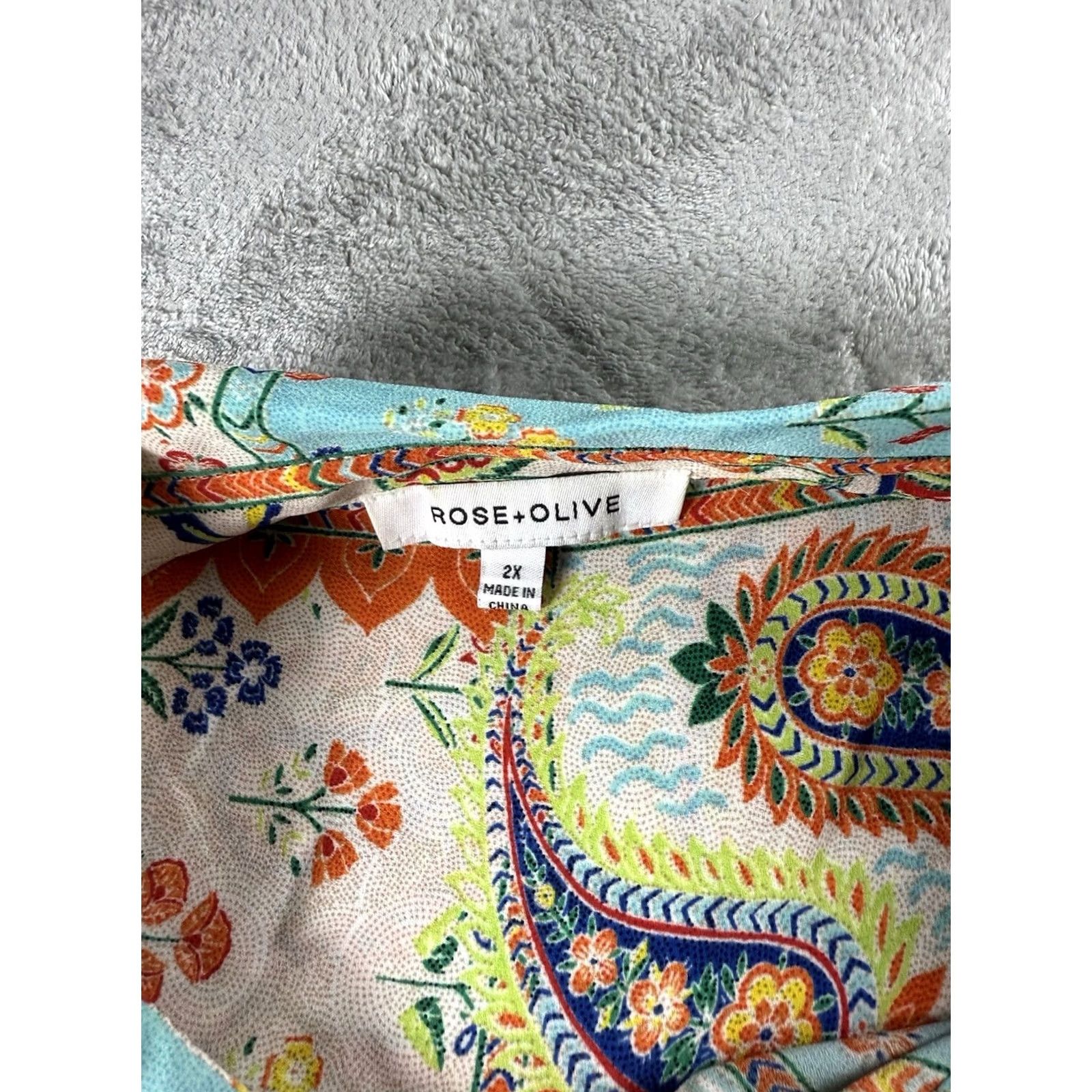 Vintage Rose and Olive Shirt 2x Plus Paisley Floral Boho Coastal Resort Maximalist Artsy Size XXL / US 16-18 / IT 52-54 - 3 Thumbnail