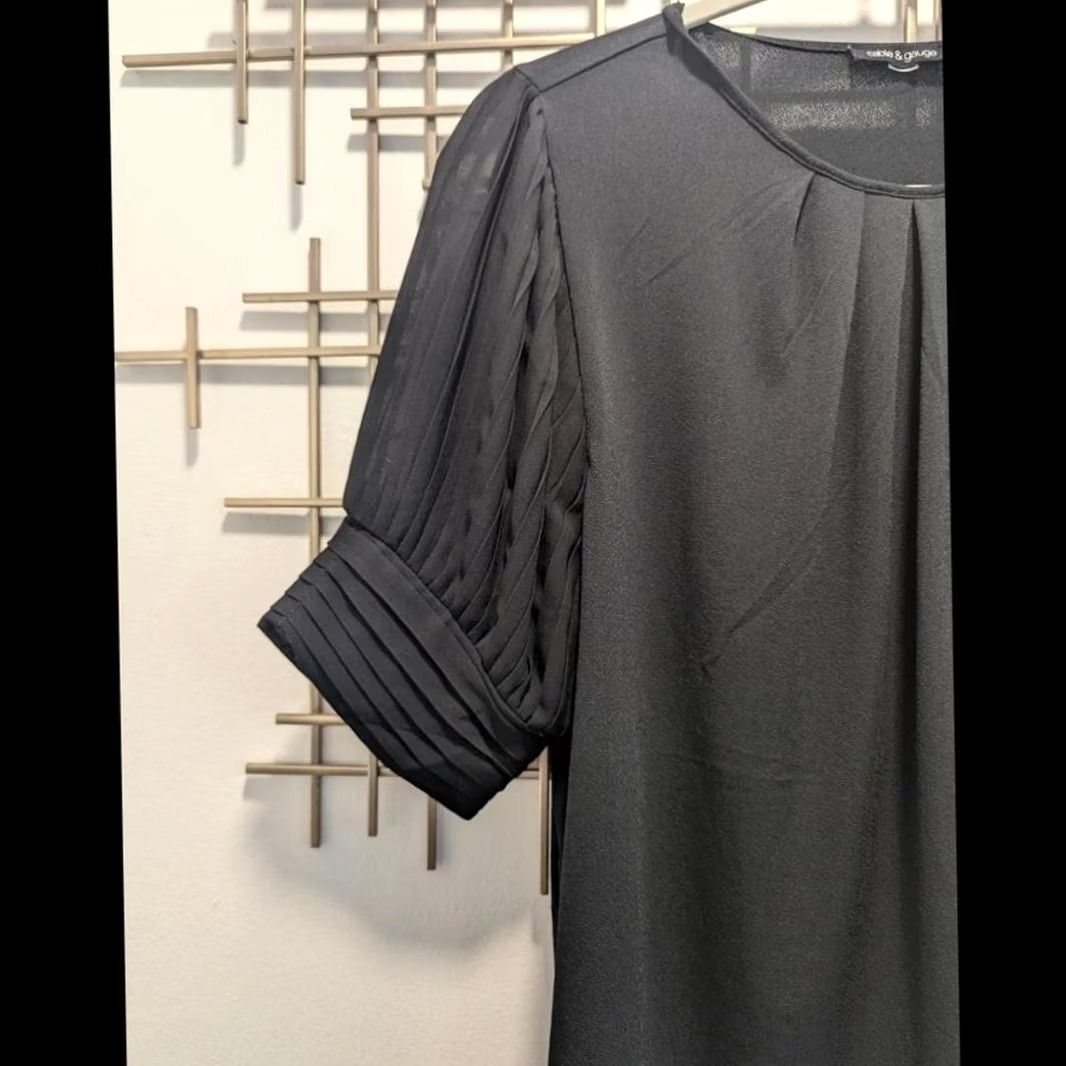 Vintage Cable & Gauge Short Sleeve Blouse Women L Black Round Neck Solid Vintage No Size L / US 10 / IT 46 - 5 Thumbnail