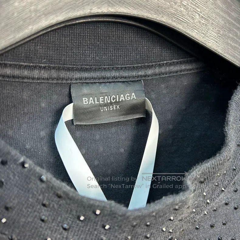 Balenciaga Balenciaga Black Short Sleeve with Diamond Sparkle Print Size US XL / EU 56 / 4 - 3 Thumbnail