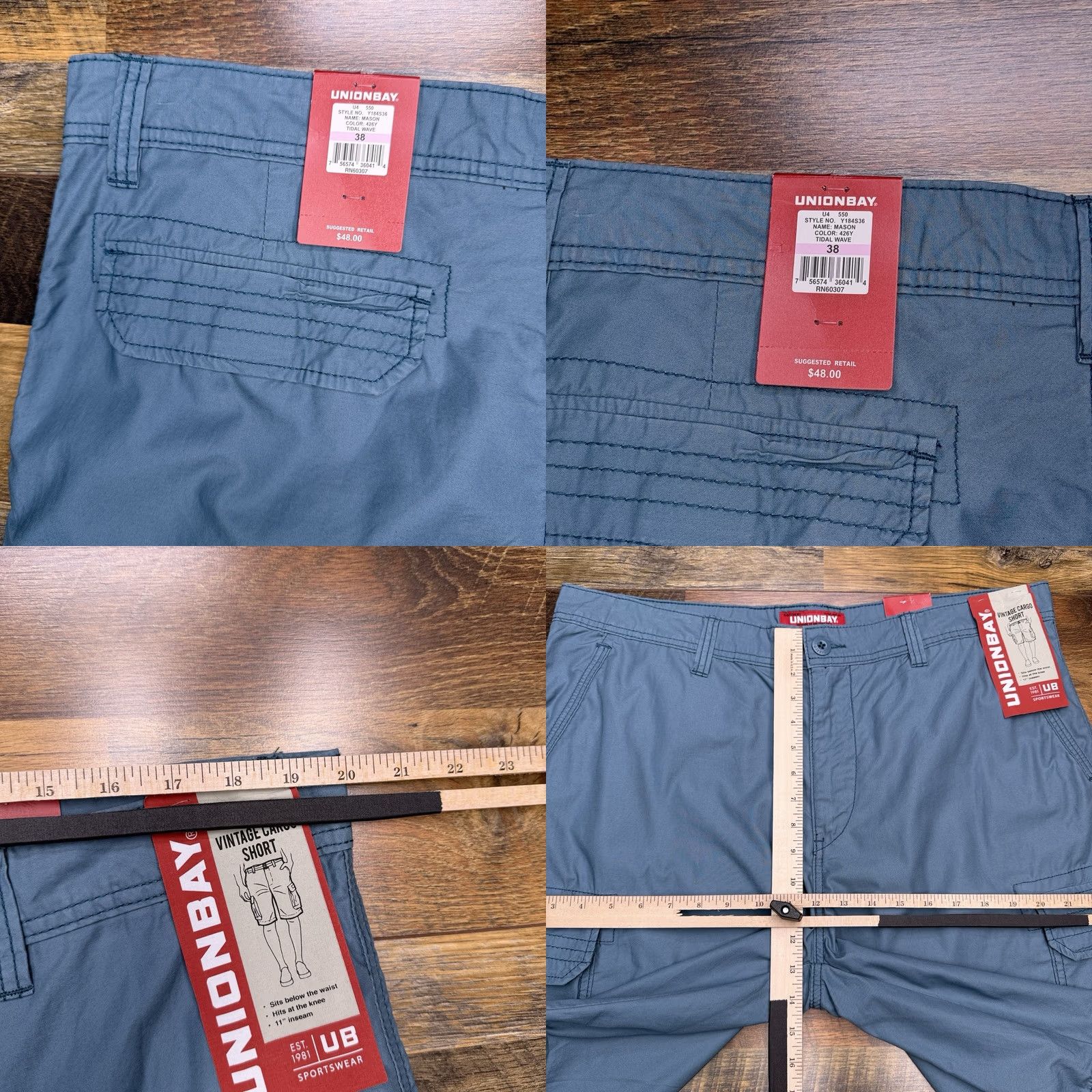 Vintage Union Bay Vintage Cargo Shorts Mens 38 Tidal Wave Blue Mason New Size US 38 / EU 54 - 8 Thumbnail