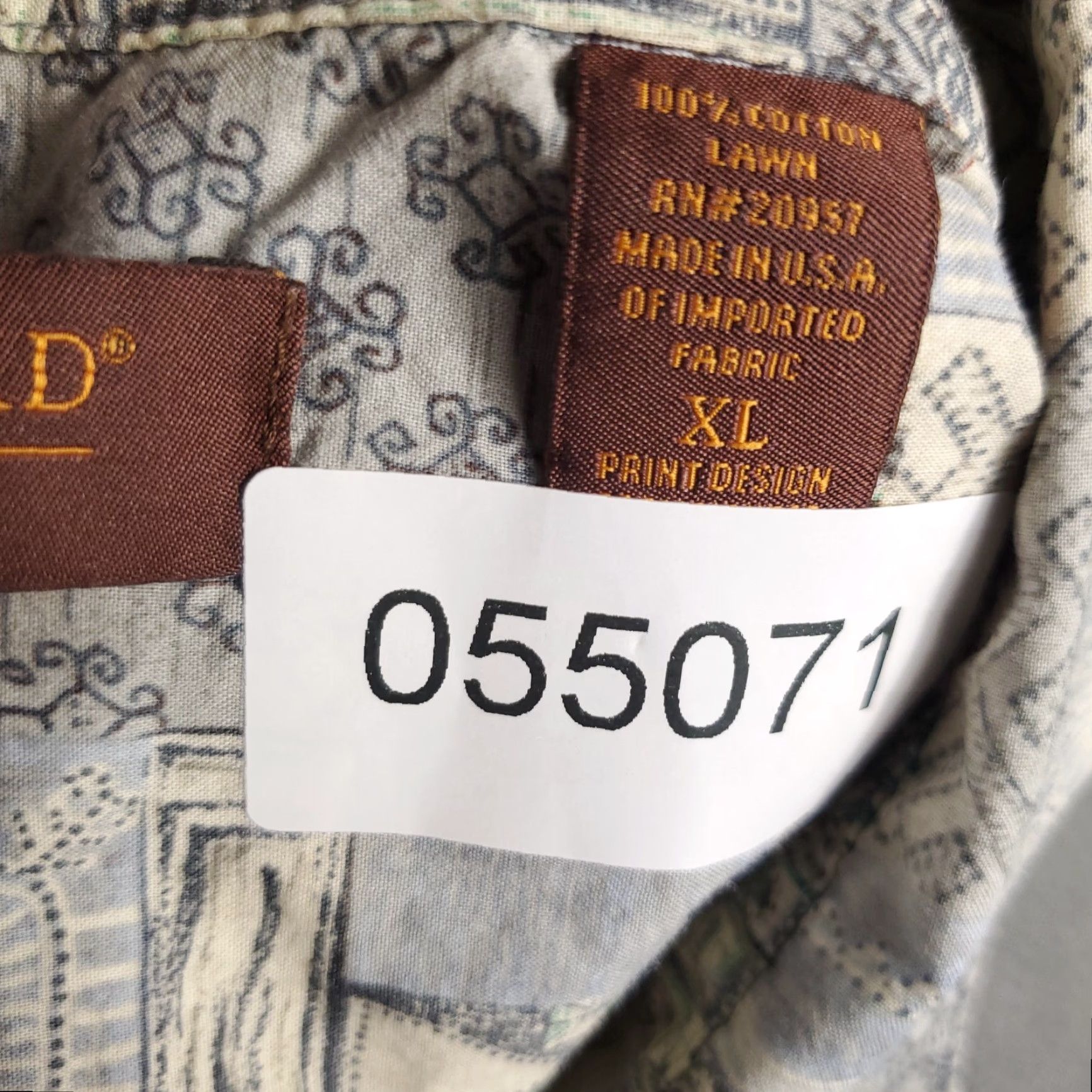 Tori Richard Tori Richard Shirt Mens XL Gray Geometric Hawaiian Button-Up Short Sleeve, Aloha, 100% Cotton, Regular Fit, Classic Men’s Shirt Size US XL / EU 56 / 4 - 8 Thumbnail