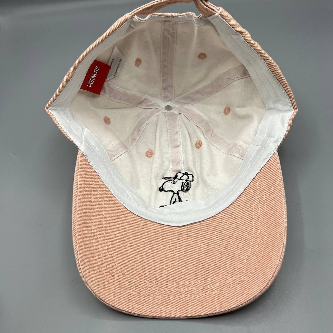 Peanuts Snoopy Hat Men Peach Golf Peanuts Washed Strap Back Cap New Size ONE SIZE - 3 Thumbnail