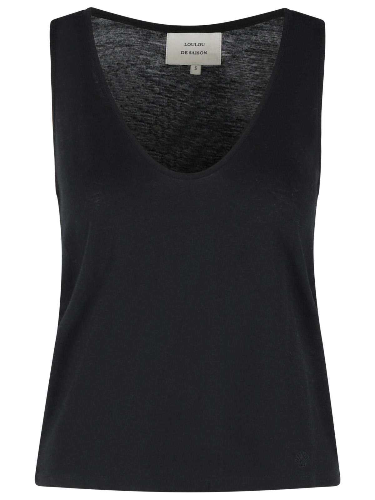 LOULOU DE SAISON 'Albia' Viscose And Black Wool Tank Top