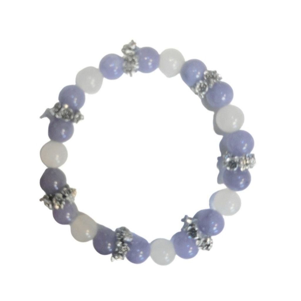 Handmade Natural Angelite & Selenite Crystal Butterflies 7" Bracelet Size ONE SIZE - 2 Thumbnail