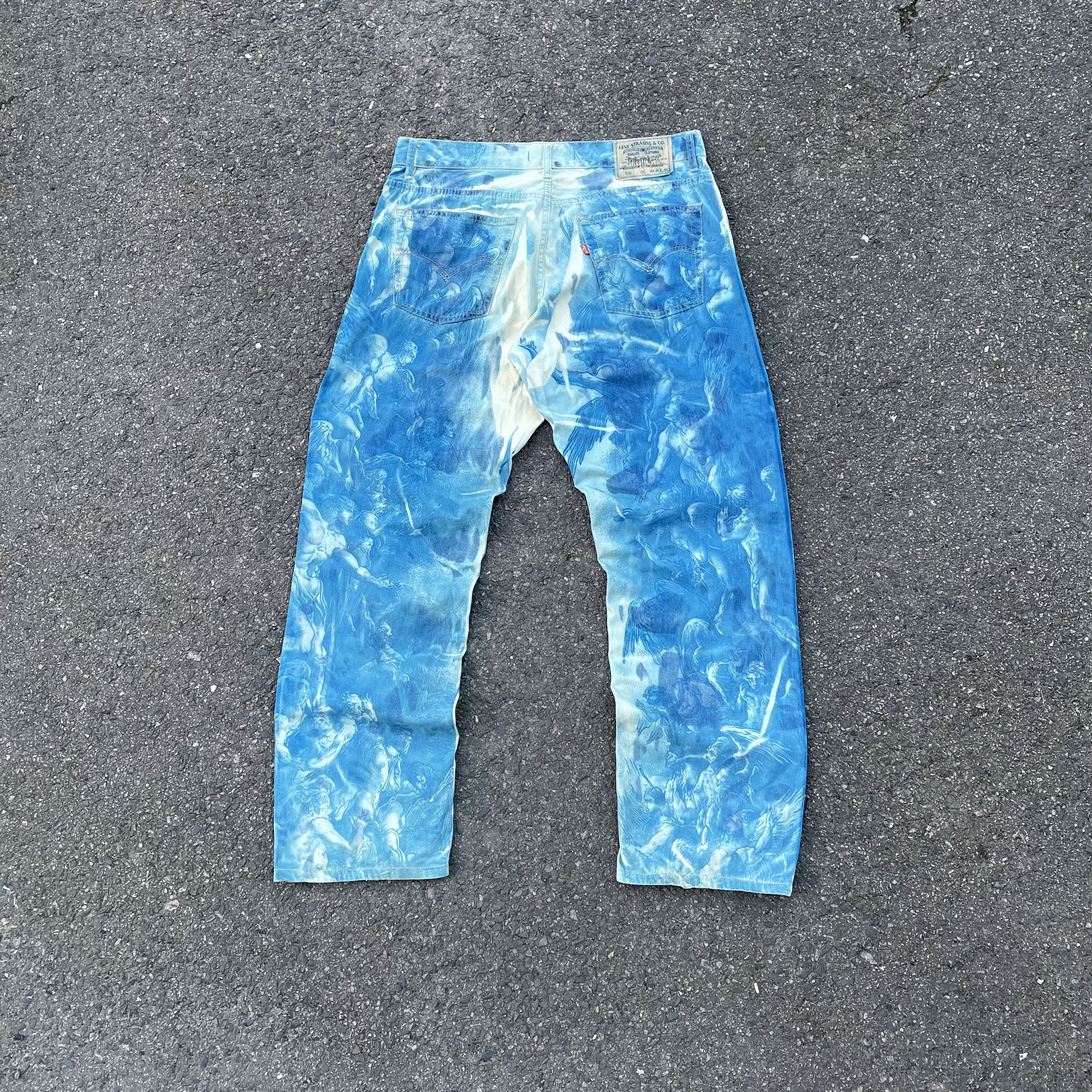 Levi's Custom Reworked Levi's Jeans Blue Renaissance Print Vintage ...