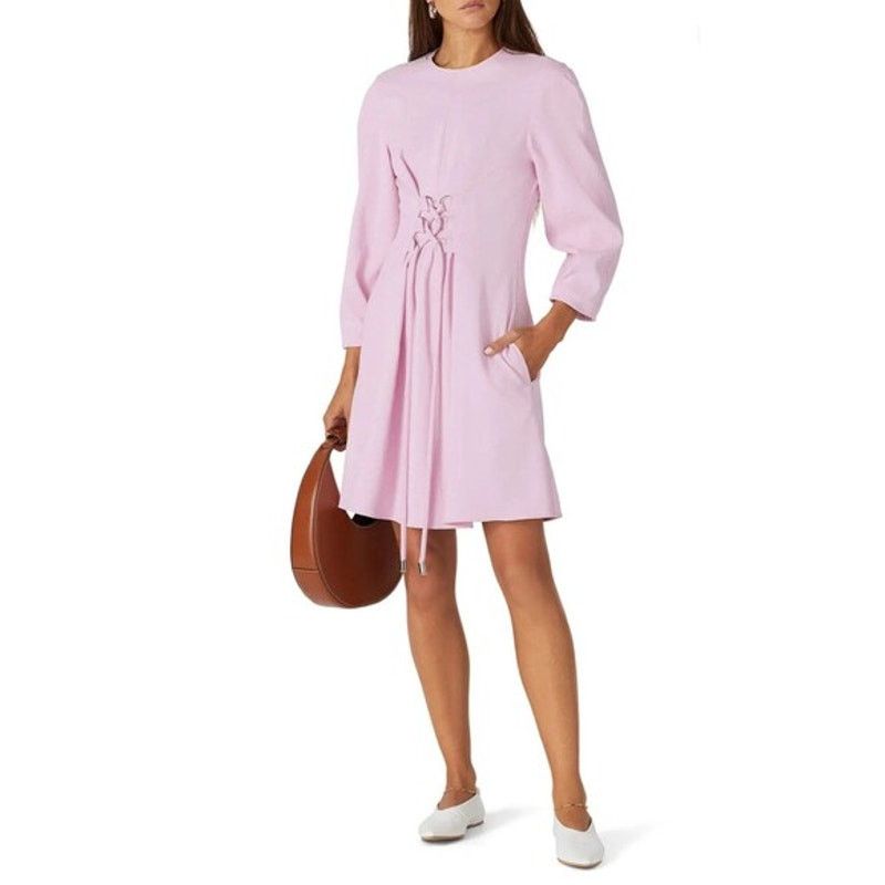 Tibi TIBI Lace-Up Crepe Midi Dress Purple Lilac Size 8 Size M / US 6-8 / IT 42-44 - 16 Thumbnail