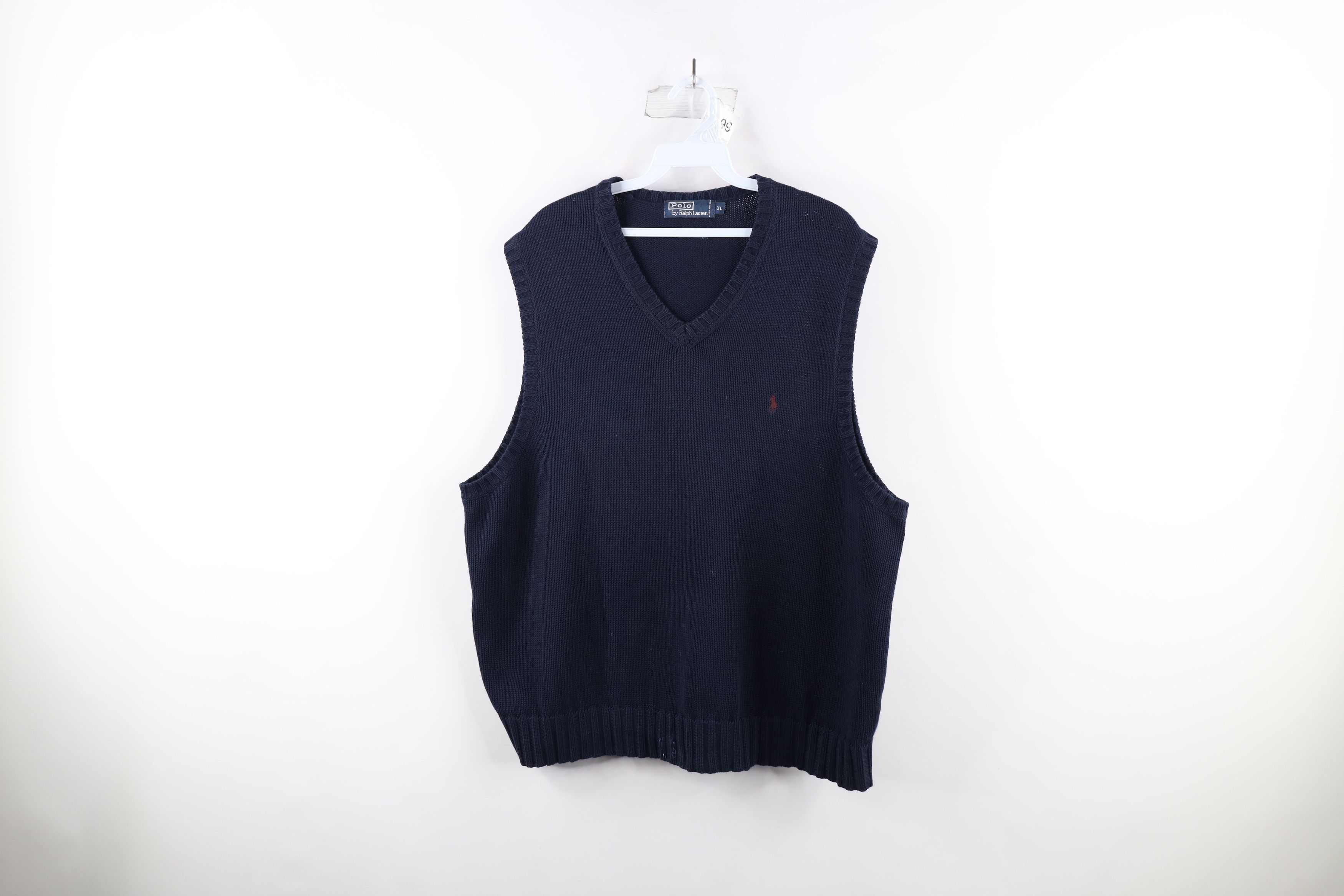 Polo Ralph Lauren Vintage 90s Ralph Lauren Knit V-Neck Sweater Vest Blue Size US L / EU 52-54 / 3 - 1 Thumbnail